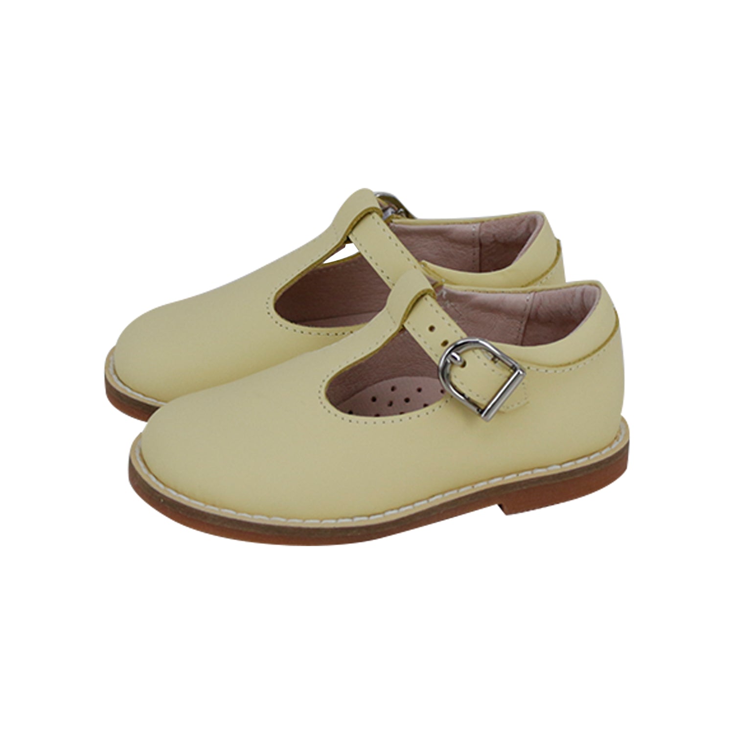 Yellow Silky Leather T-Strap