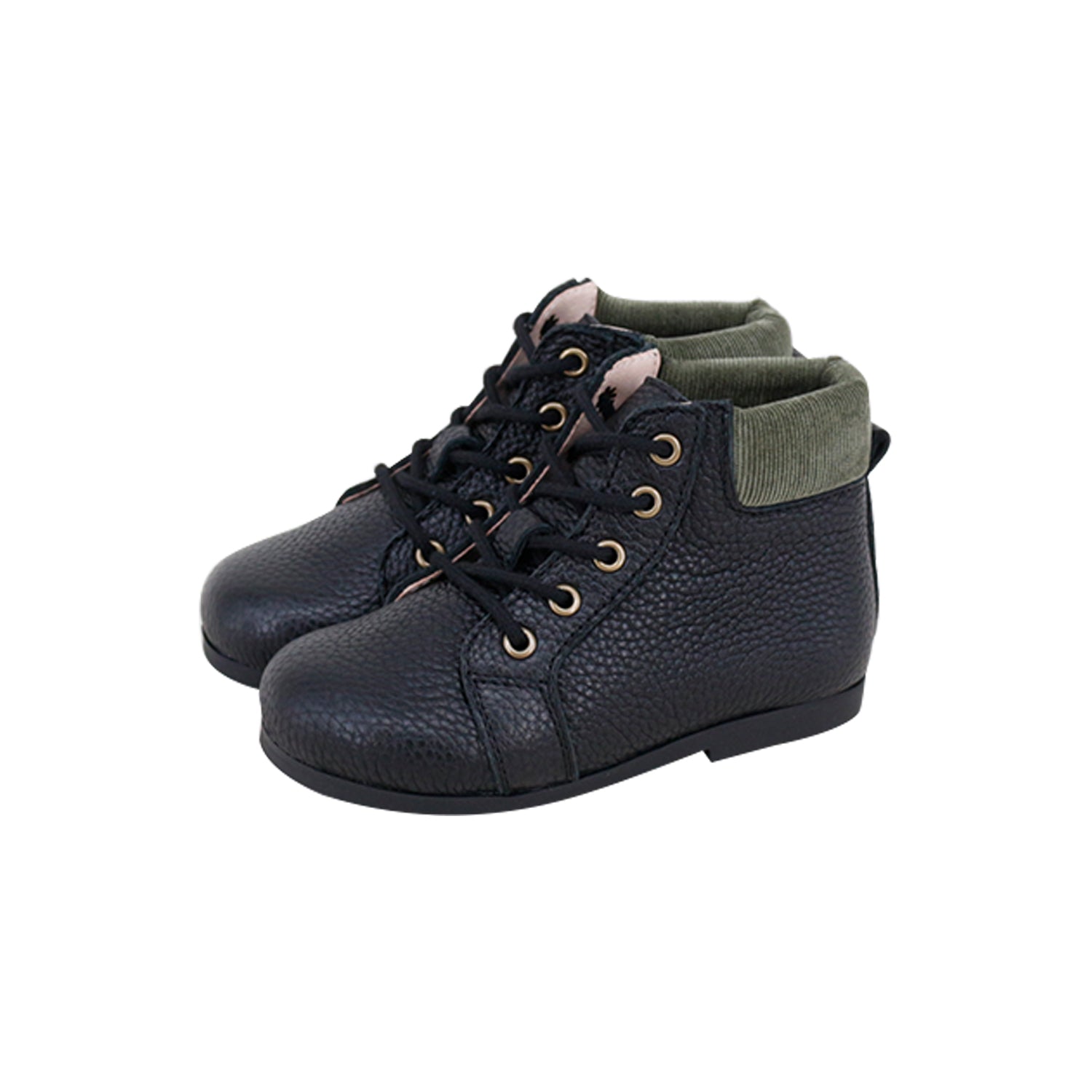 Model 2 Black + Green Leather + Knit High Top