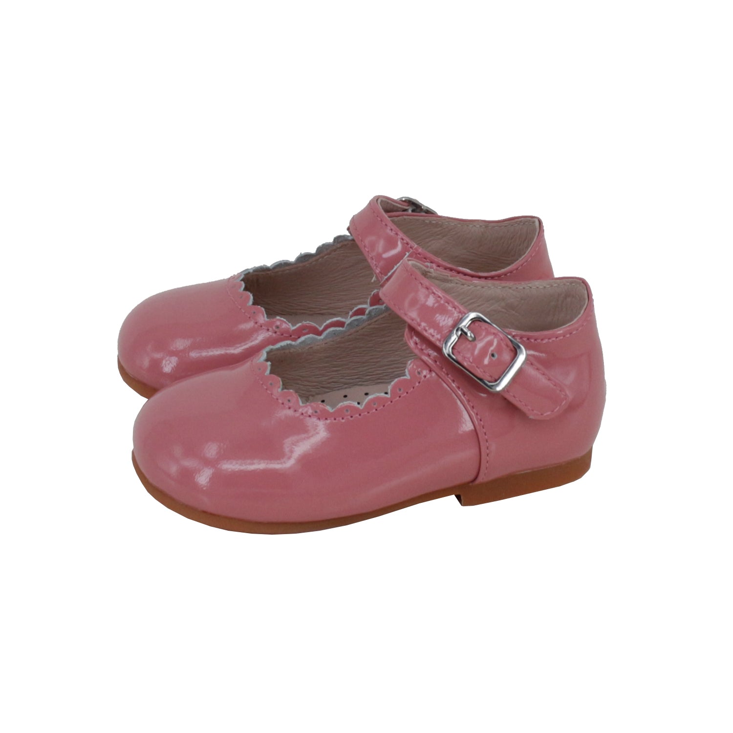 Pink Patent Scalloped Buckle