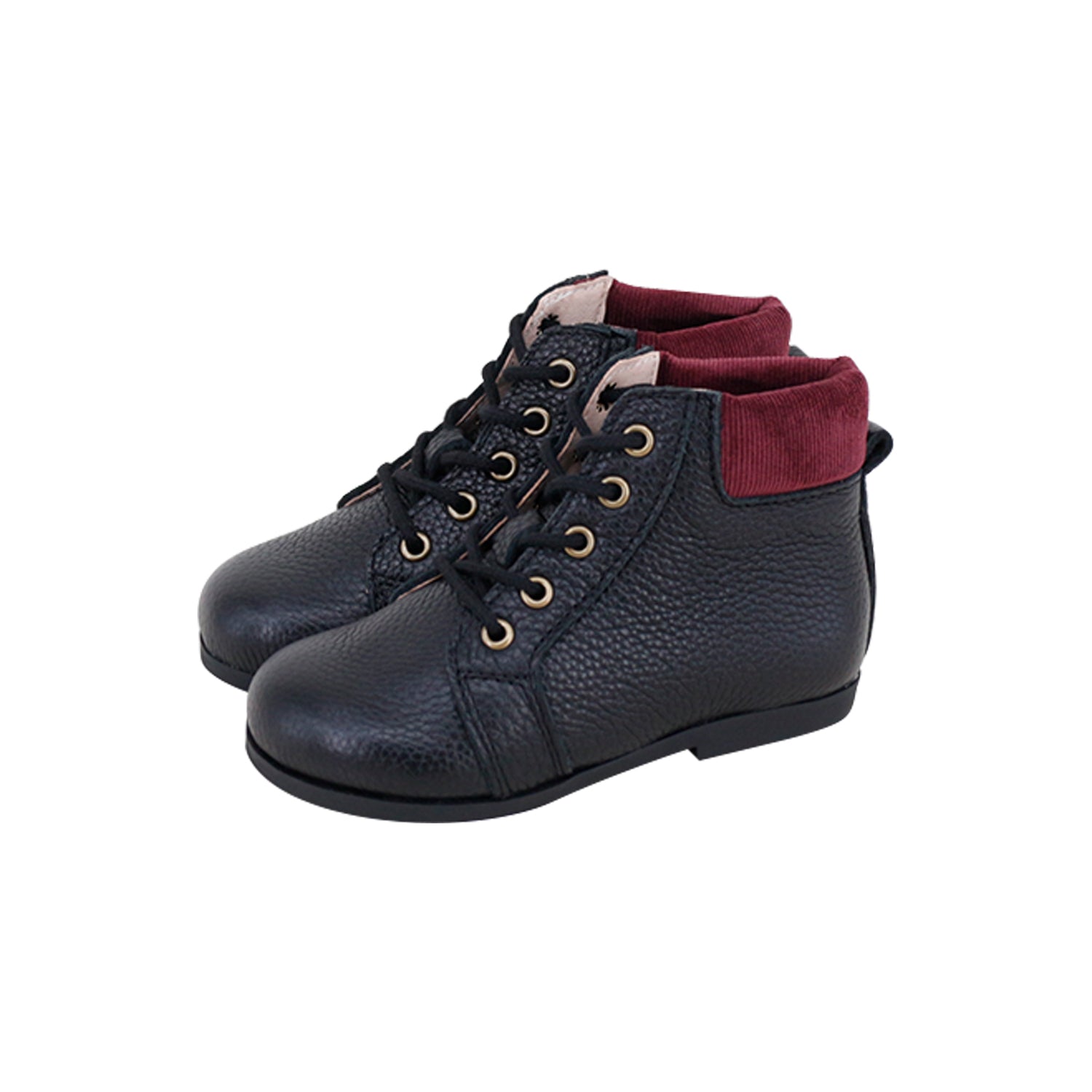 Model 2 Black  + Burgundy Leather + Knit High Top