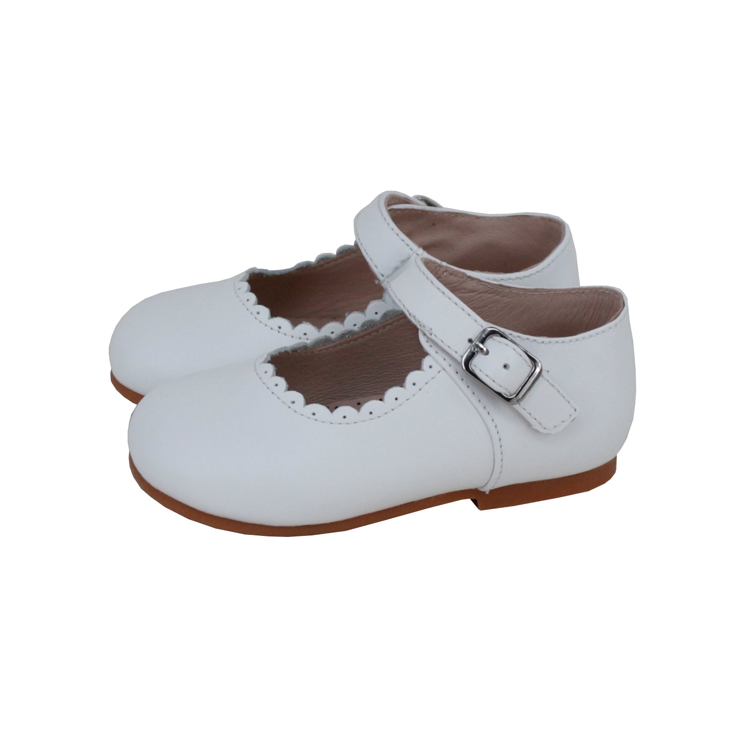 White Goat Leather Scalloped Buckle