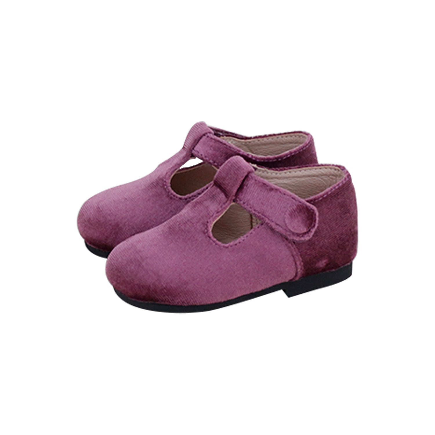 Model 5 Plum Velvet T-Strap Velcro