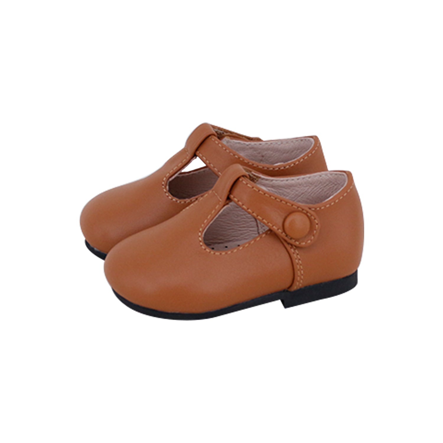 Model 5 Brown Leather T-Strap Velcro