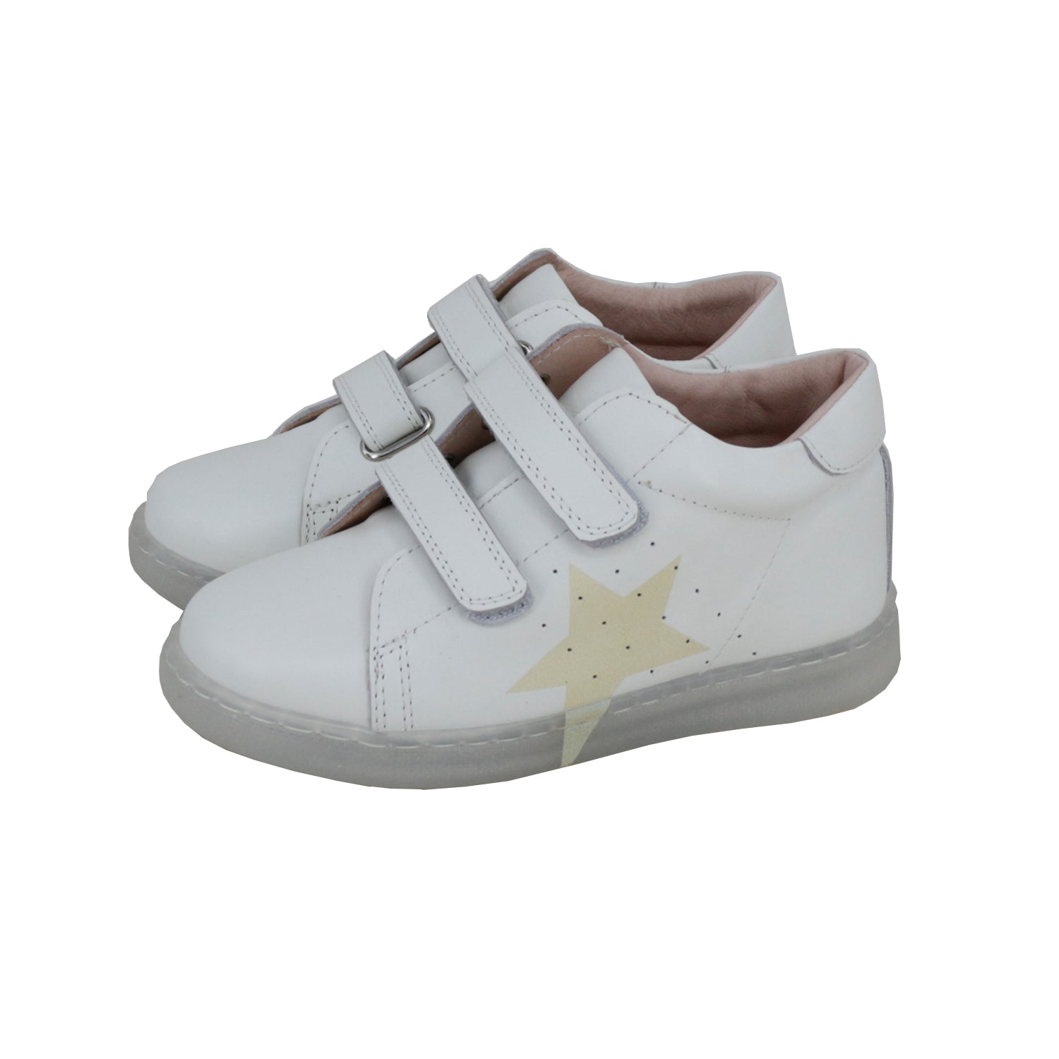 Light Yellow Denim Star White High Top Sneaker