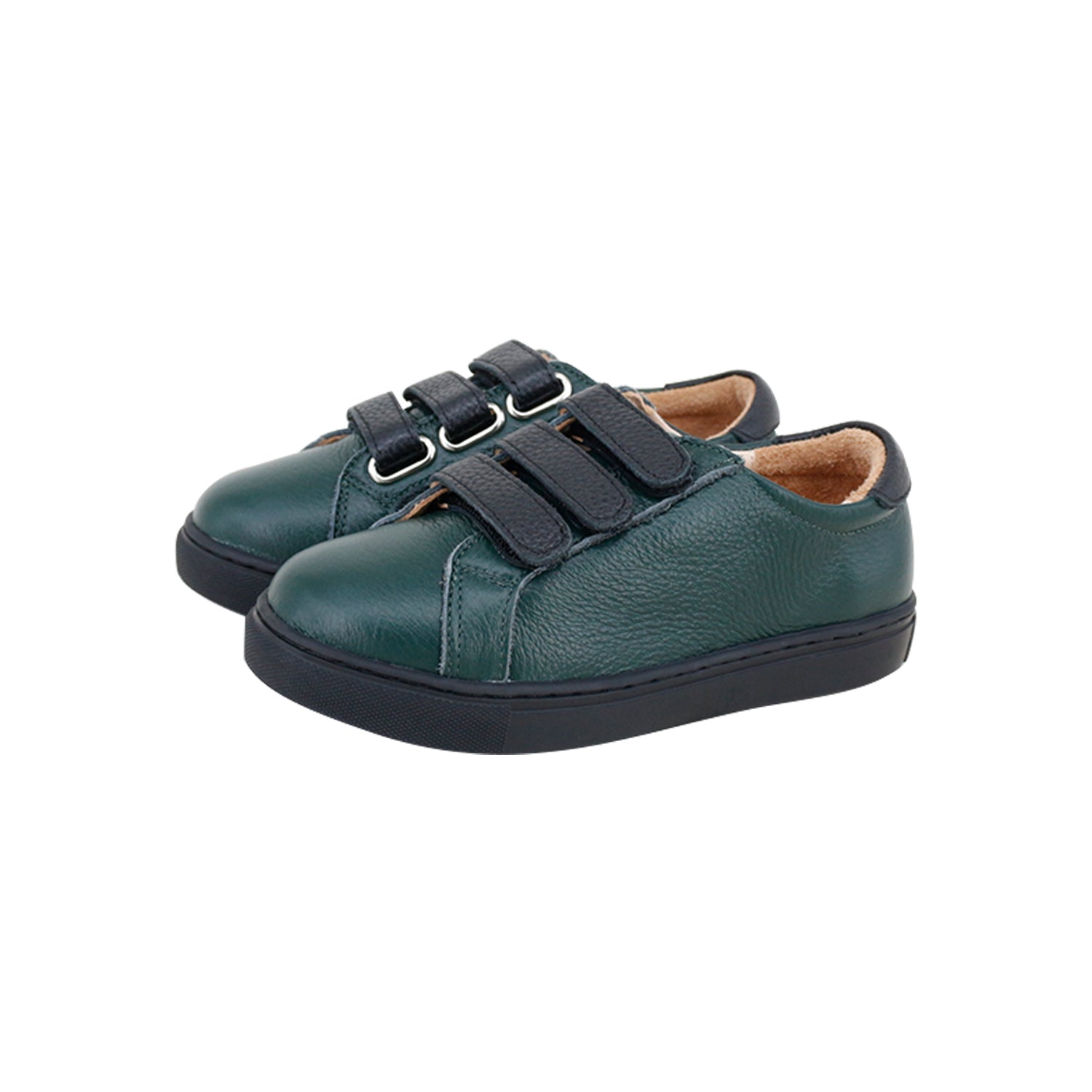 Model A1  Dark Green + Black Grainy Sneakers Triple Velcro