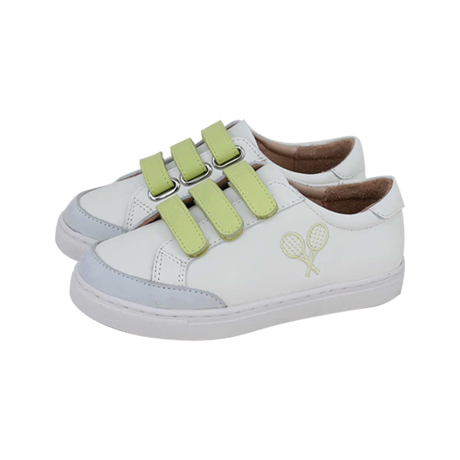 White+ Neon Yellow Tennis 3 Velcro Sneakers