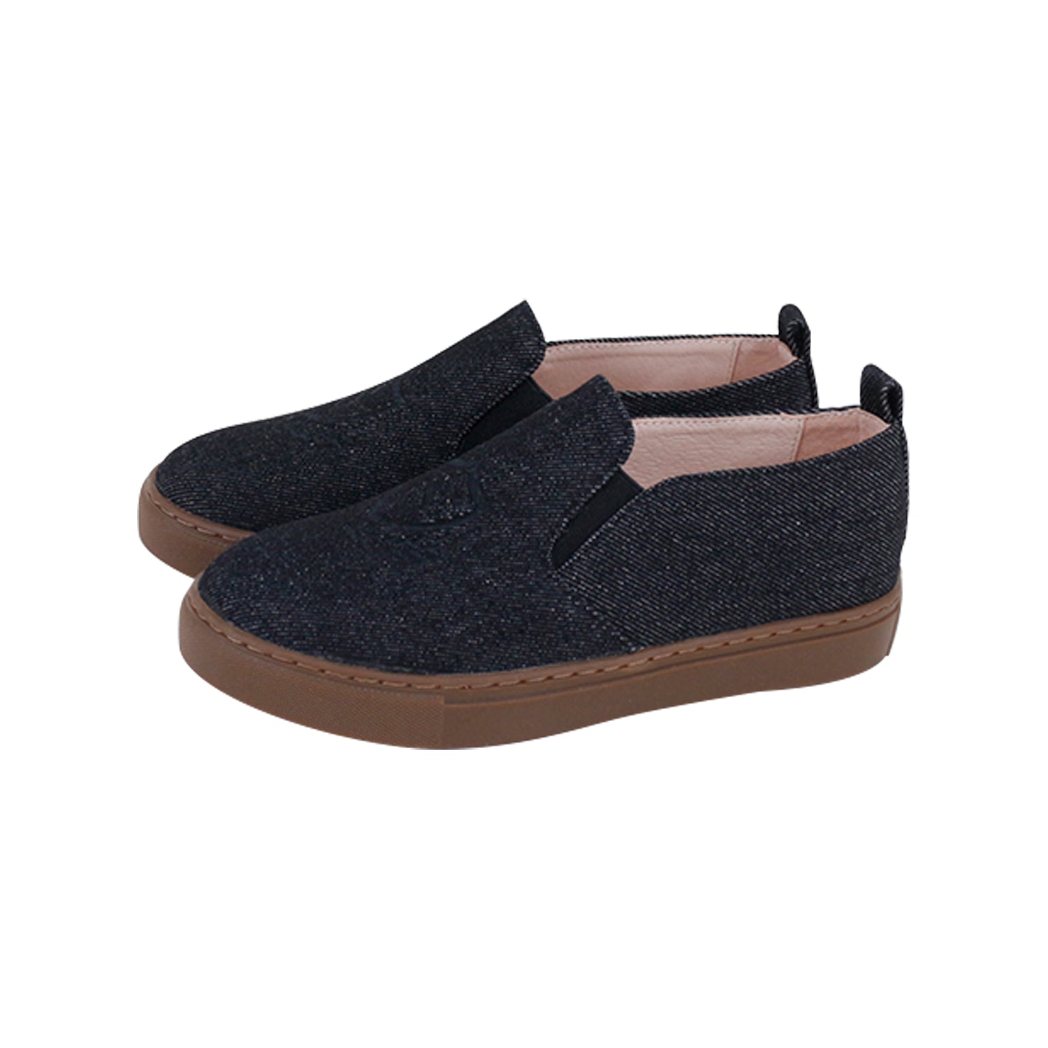 Black Denim Slip On Brown Sole