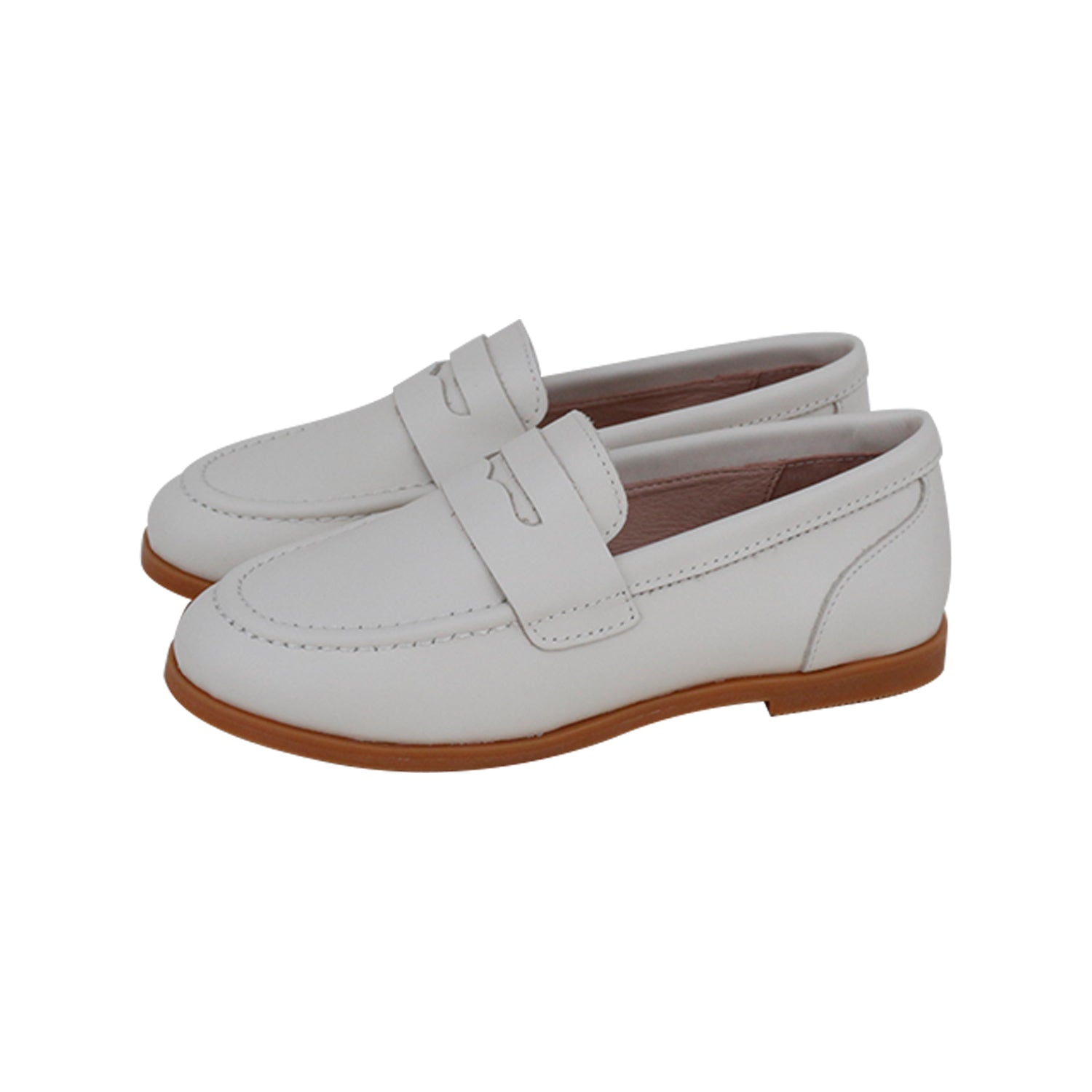 Cream Leather Penny Loafer