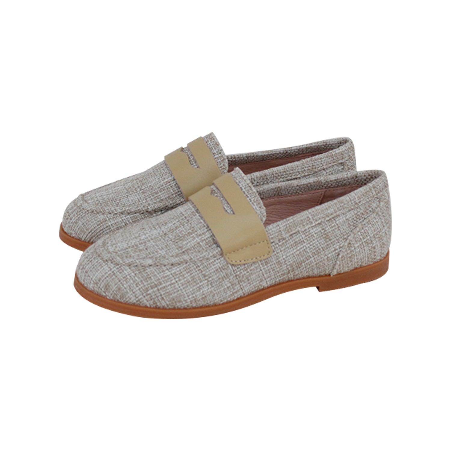 Beige+Fabric Penny Loafer