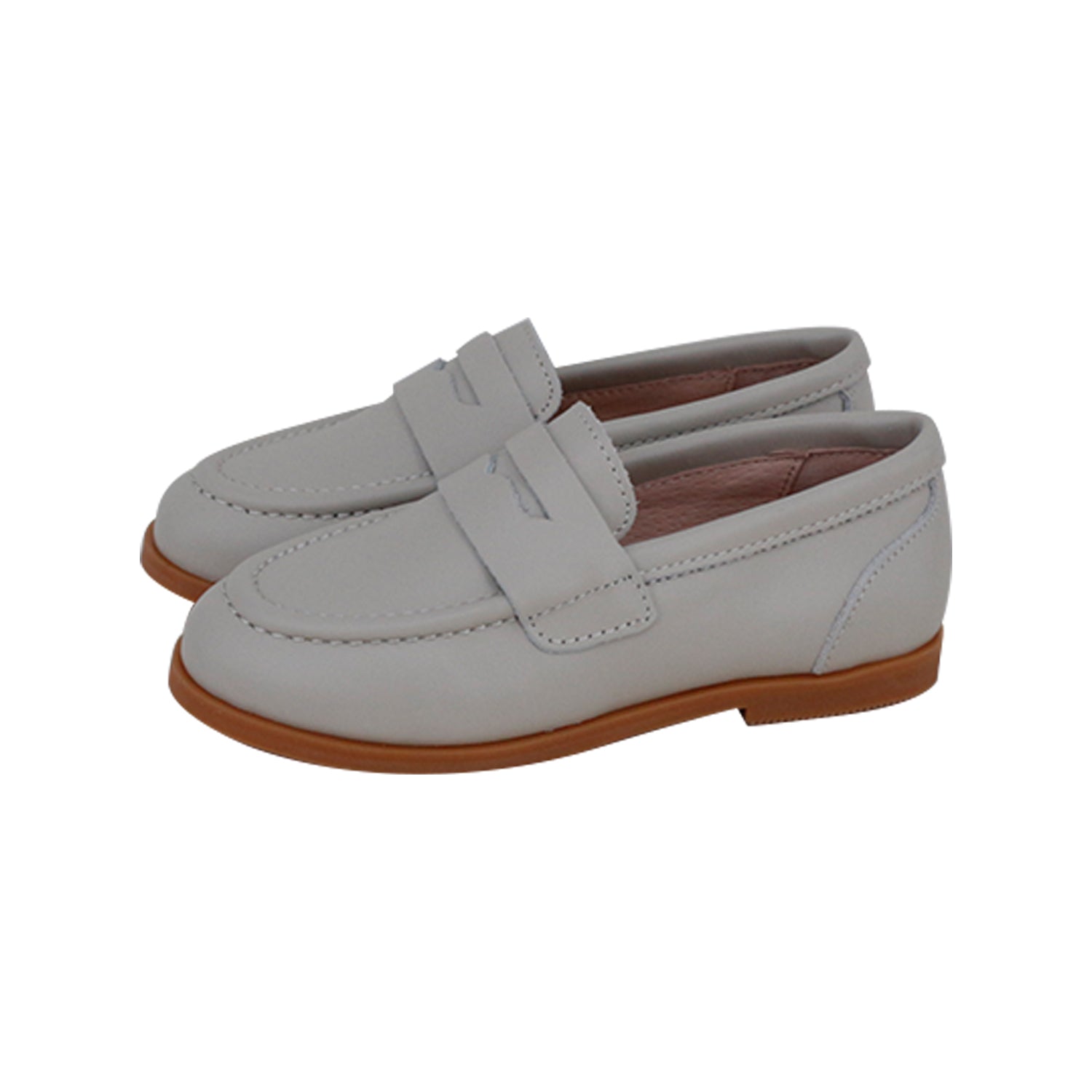 Beige Leather Penny Loafer