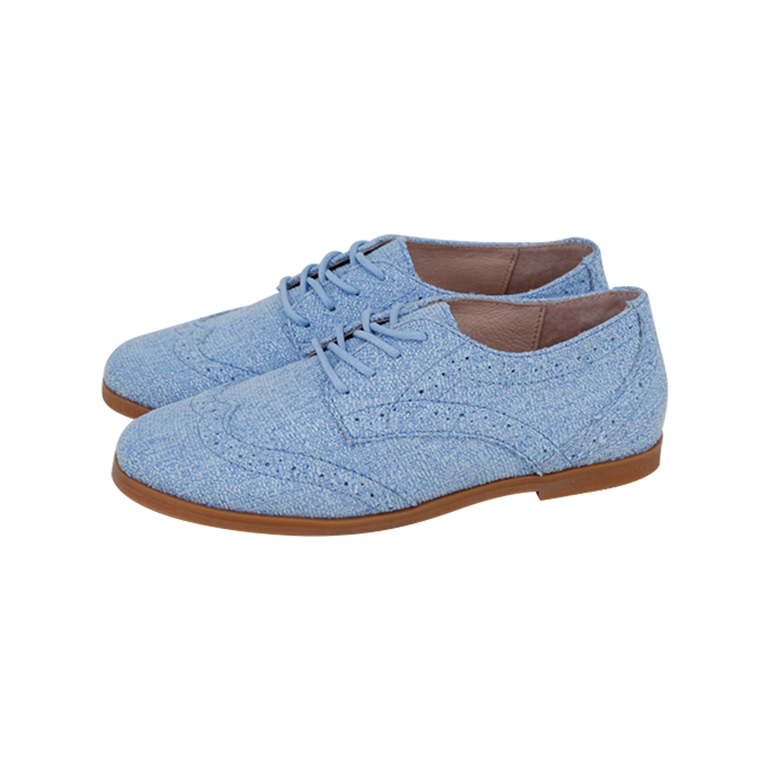 Light Blue Fabric Wing Tip  Laces