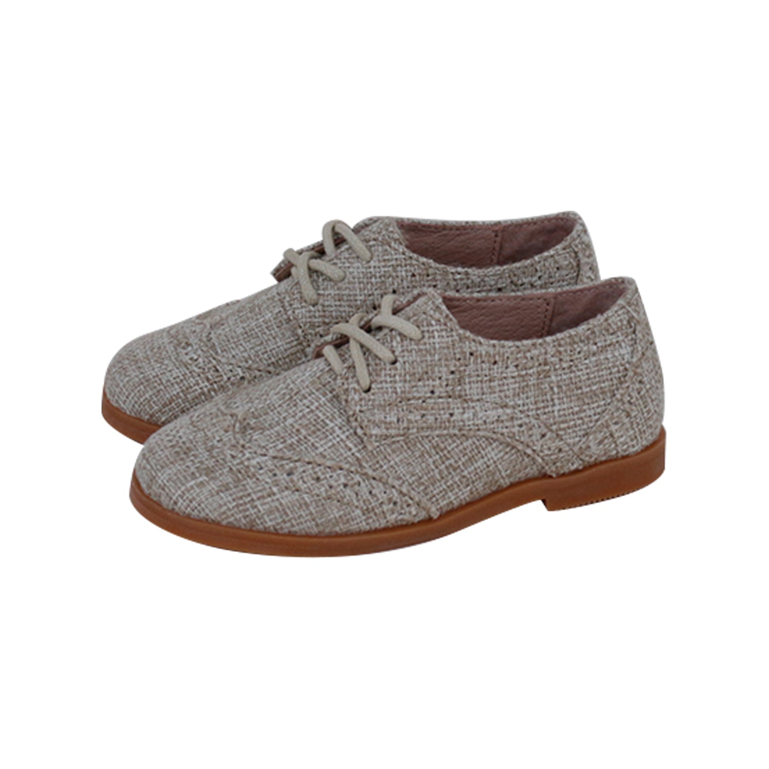 Brown Fabric Wing Tip  Laces