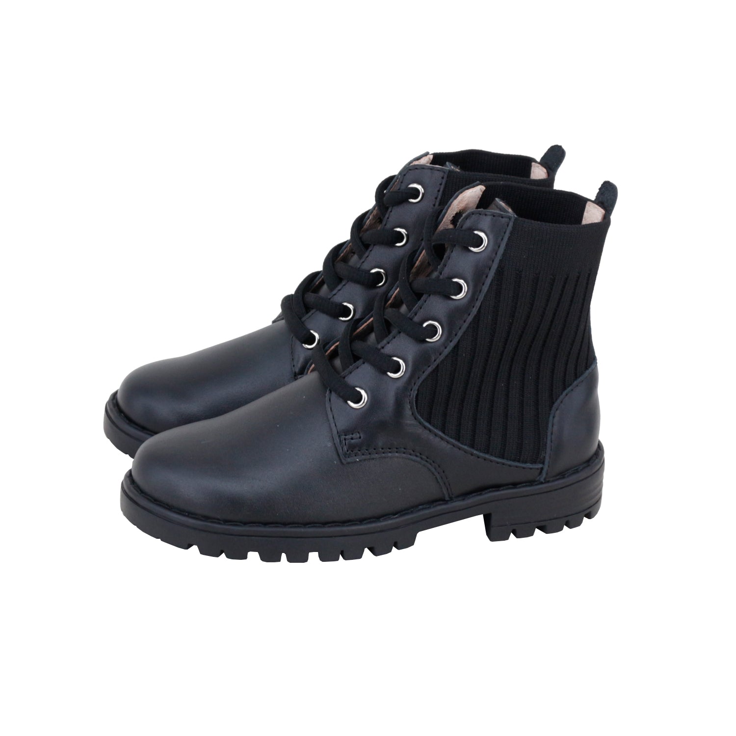 Model D1 Black + Knitted Fabric Slip-on Booties