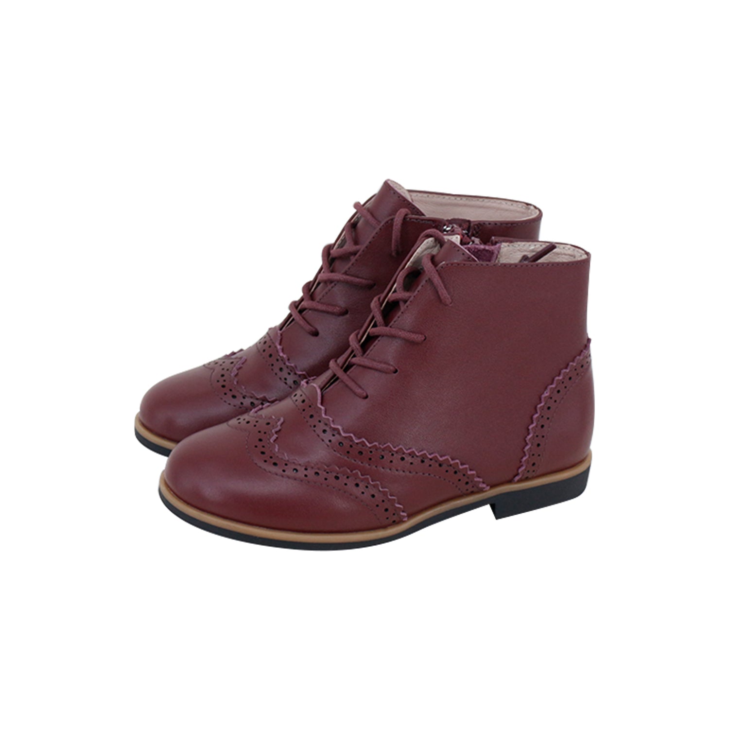 Model D3 Burgundy Wing-Tip Laces Booties