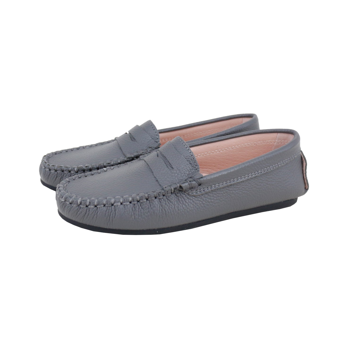 Model E1 Dark Gray Grainy Penny Loafer