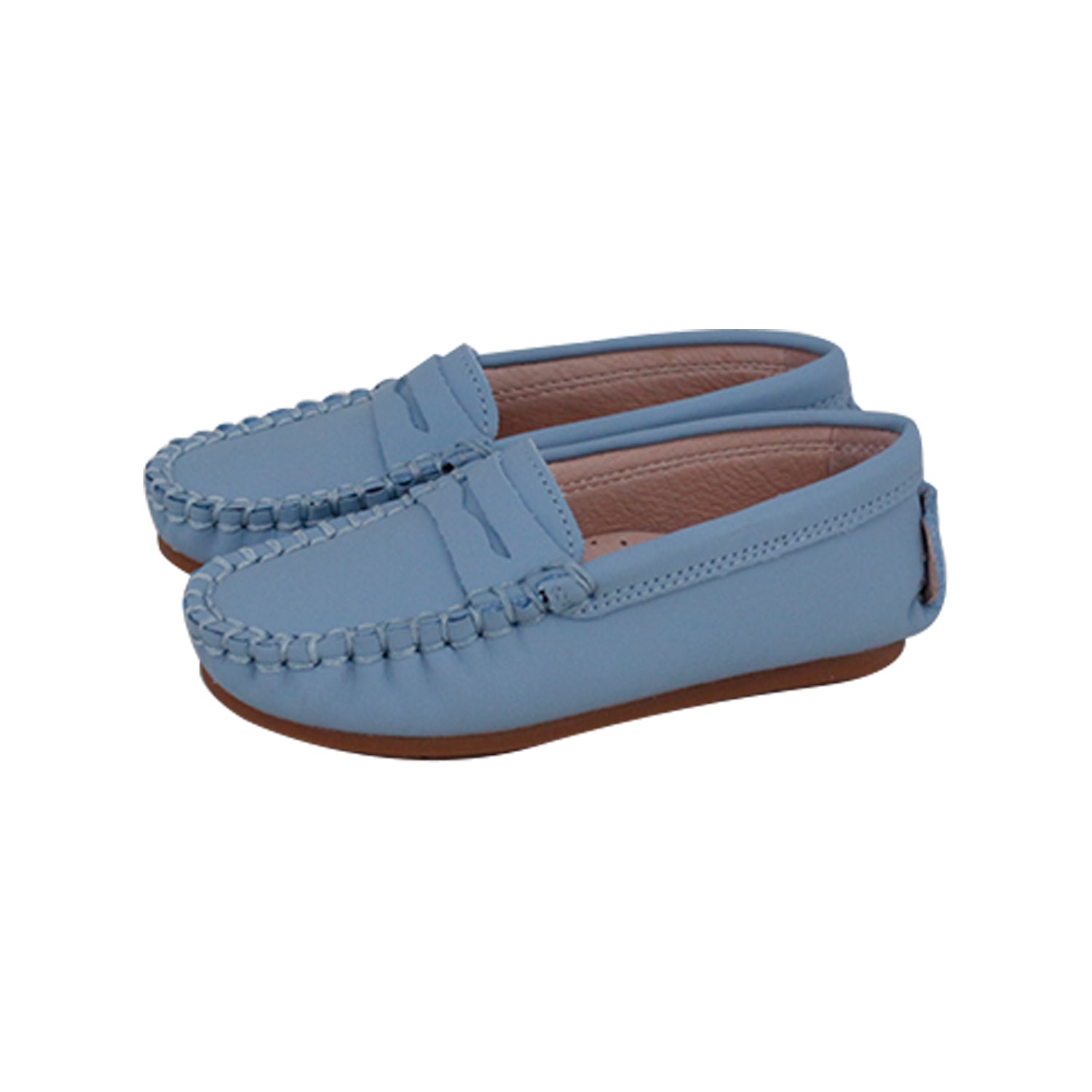 Light Blue Silky Leather Penny Loafer