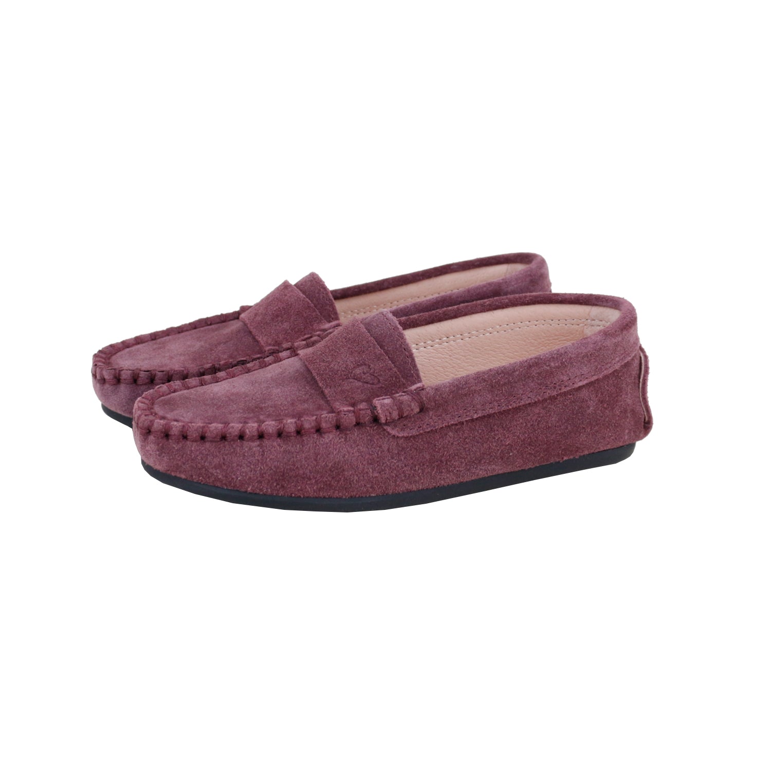 Model E1 Wine Suede Heart Moccasins