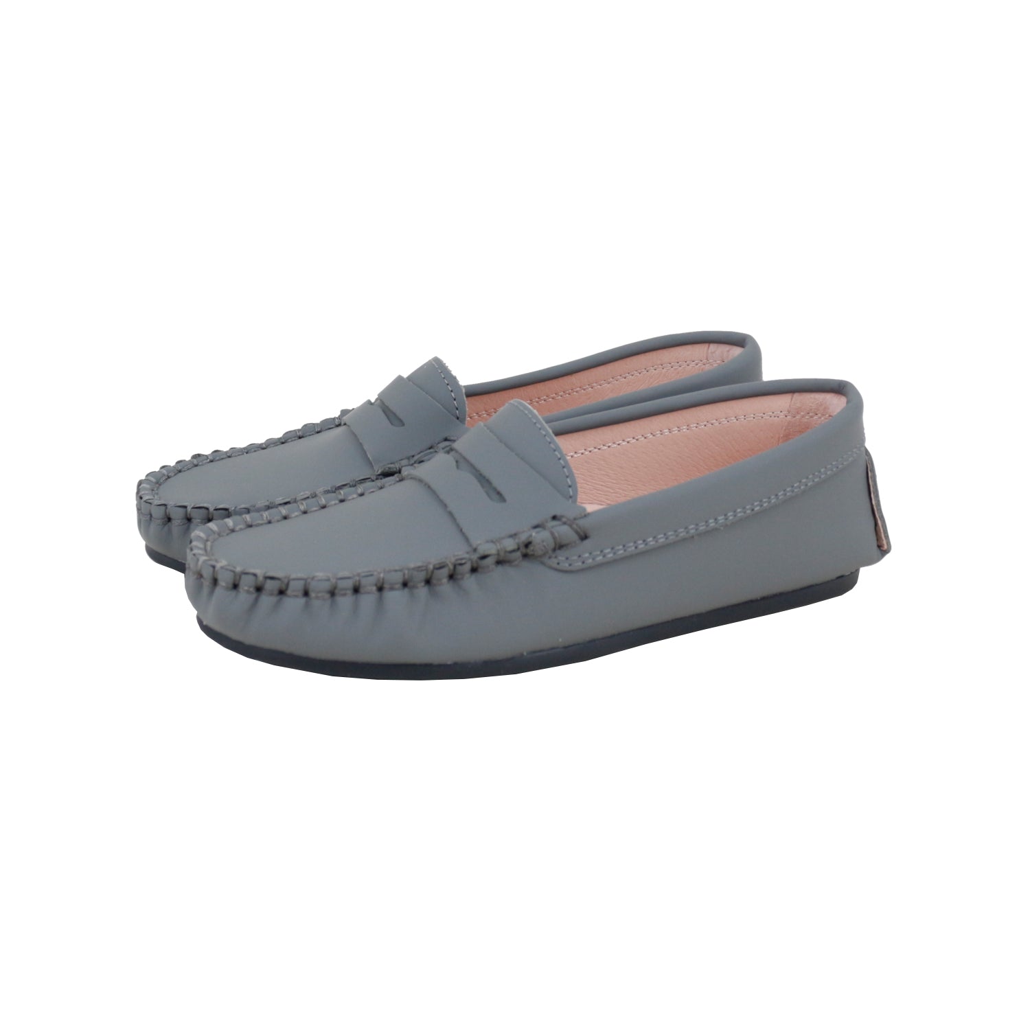 Model E1 Silky Leather Gray Penny Loafer
