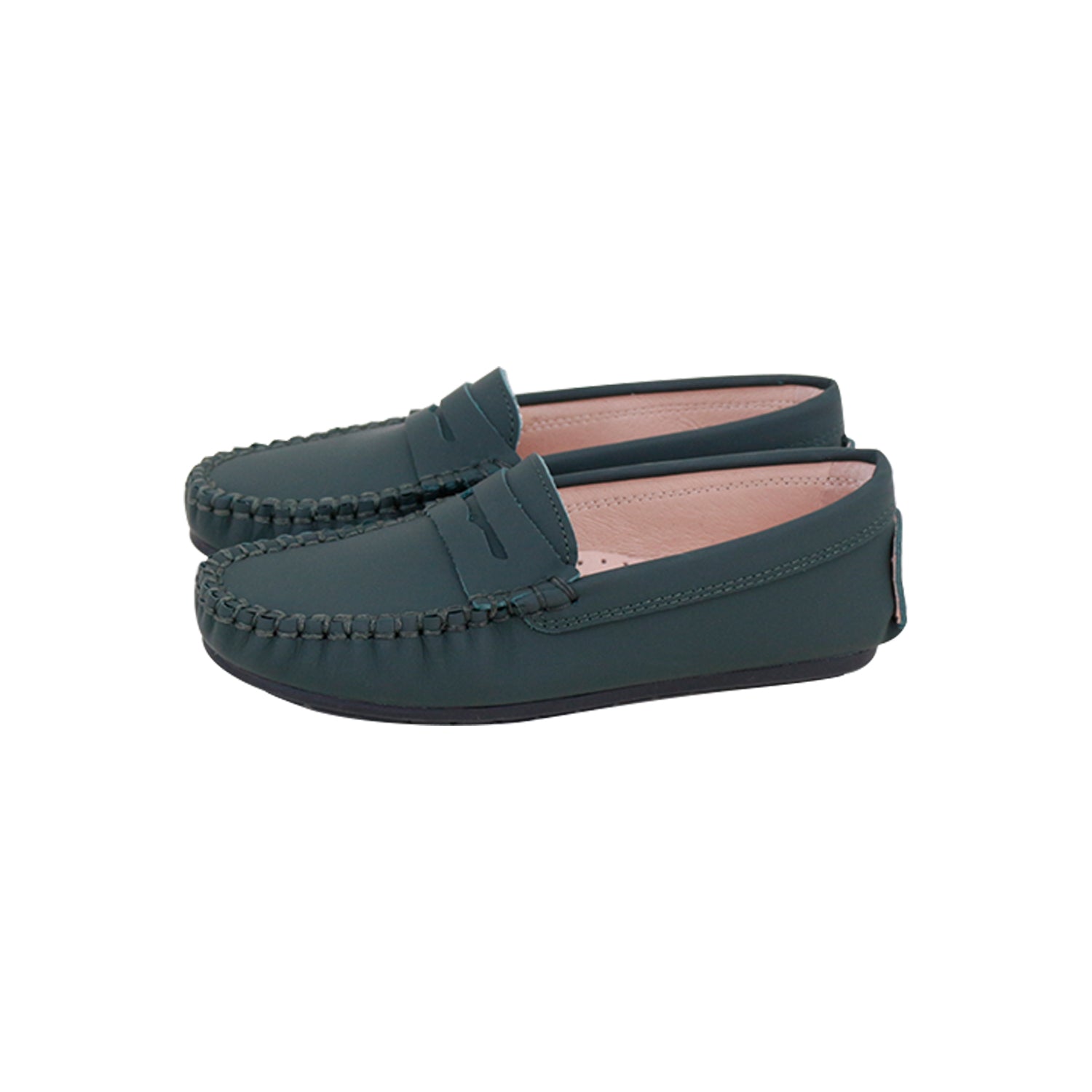 Model E1 Silky Leather Dark Green Penny Loafer