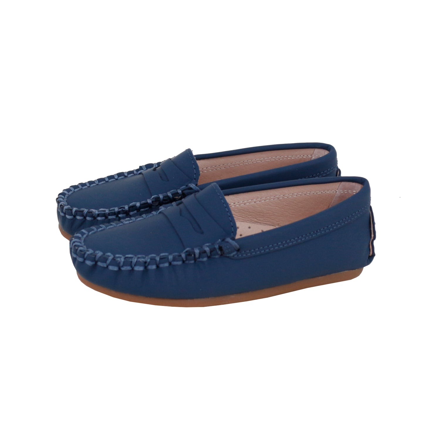 Navy Silky Leather Penny Loafer