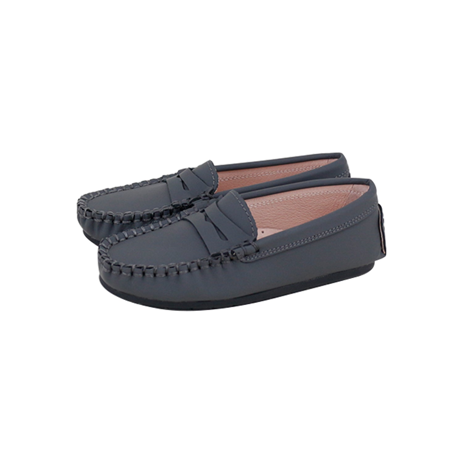 Model E1 Silky Leather Charcoal Penny Loafer