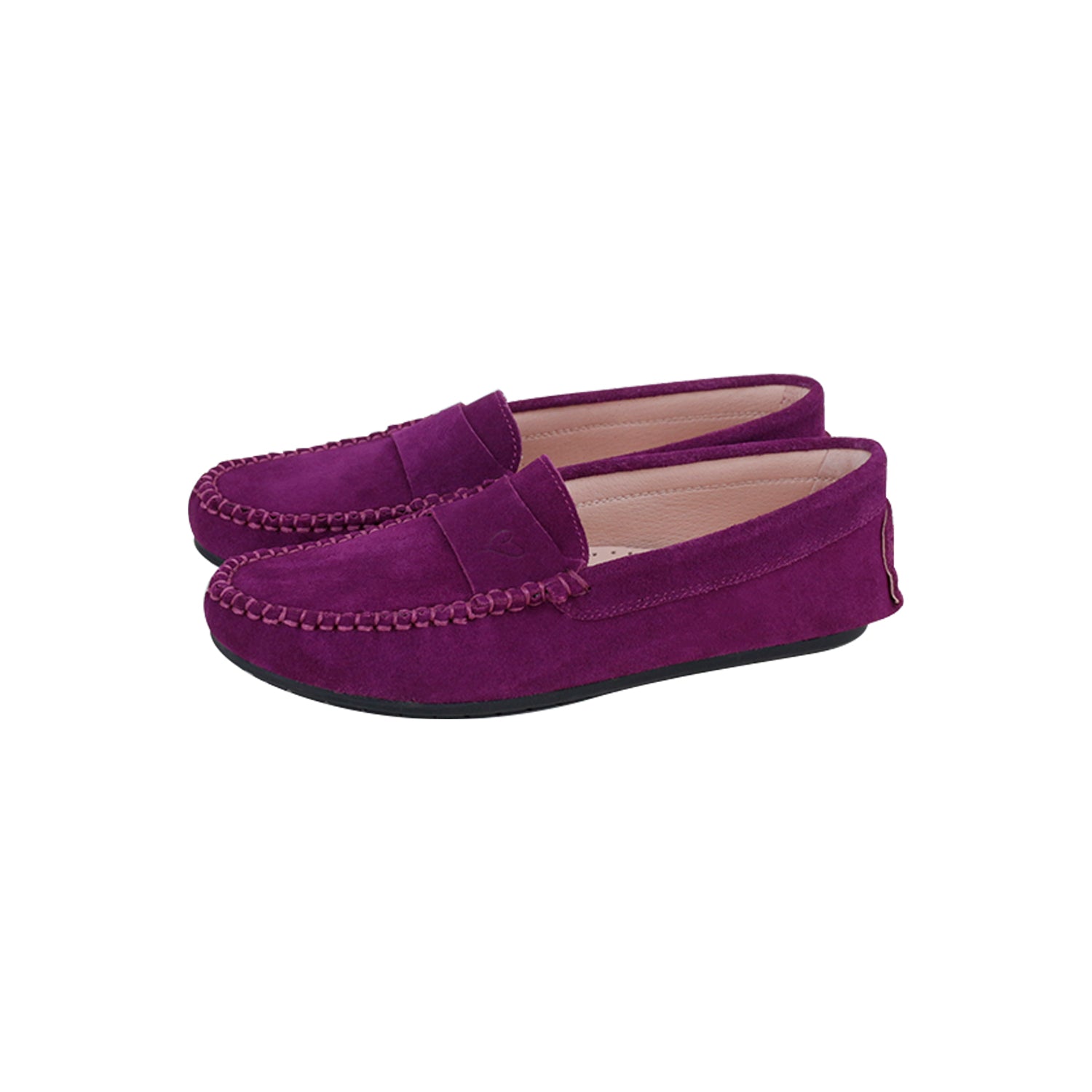 Model E1 Eggplant Purple Suede Heart Moccasins