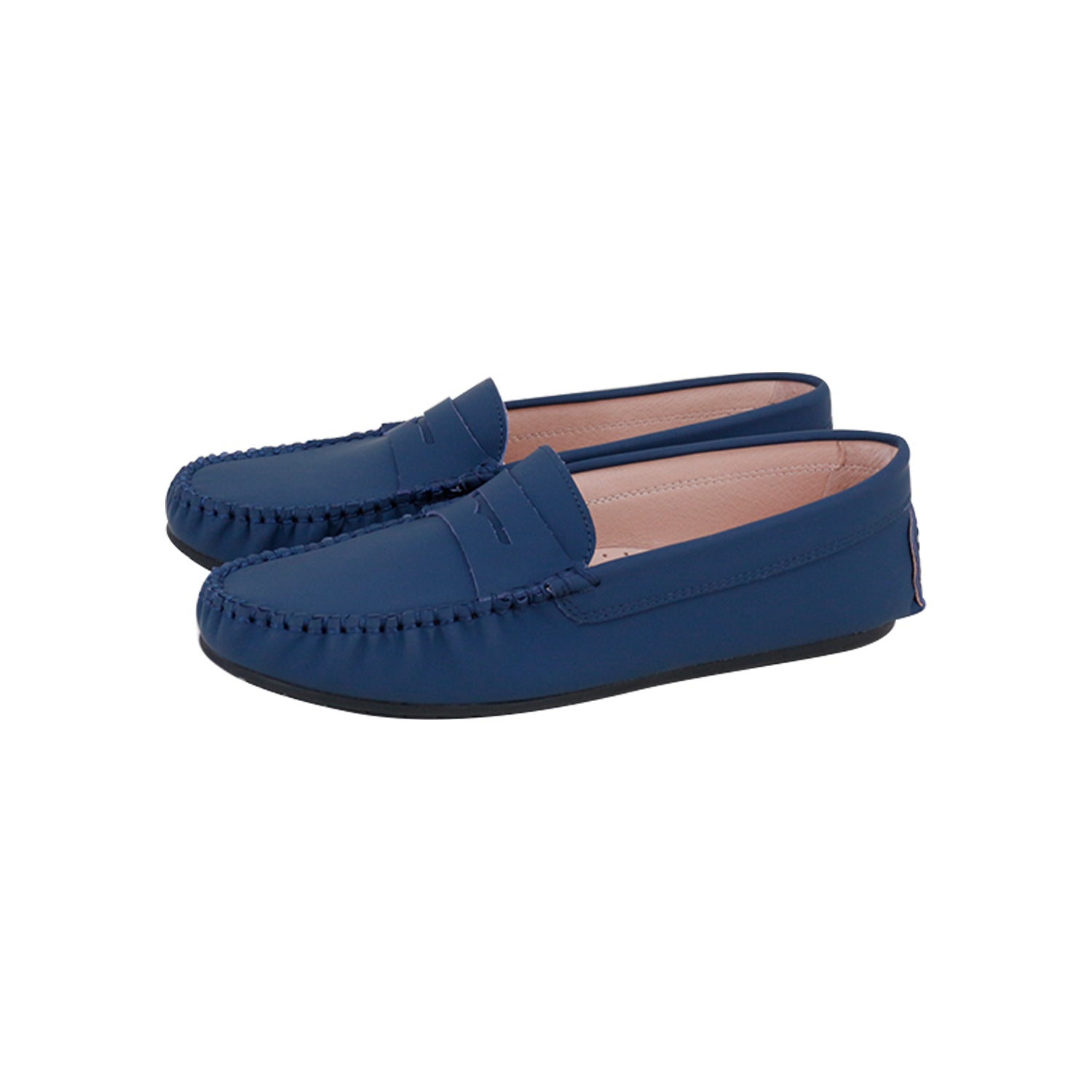 Model E1 Silky Leather Navy Penny Loafer