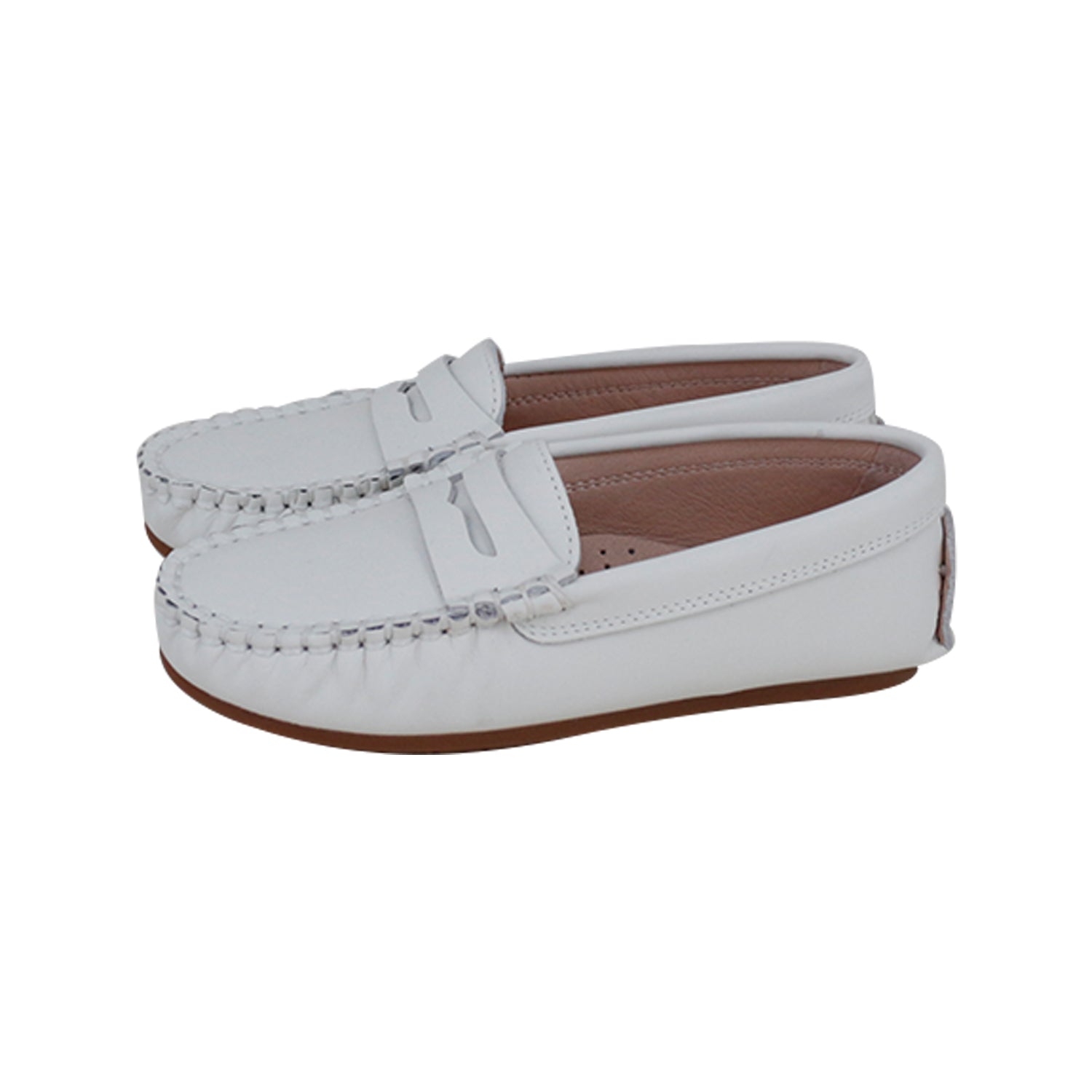 White Silky Leather Penny Loafer