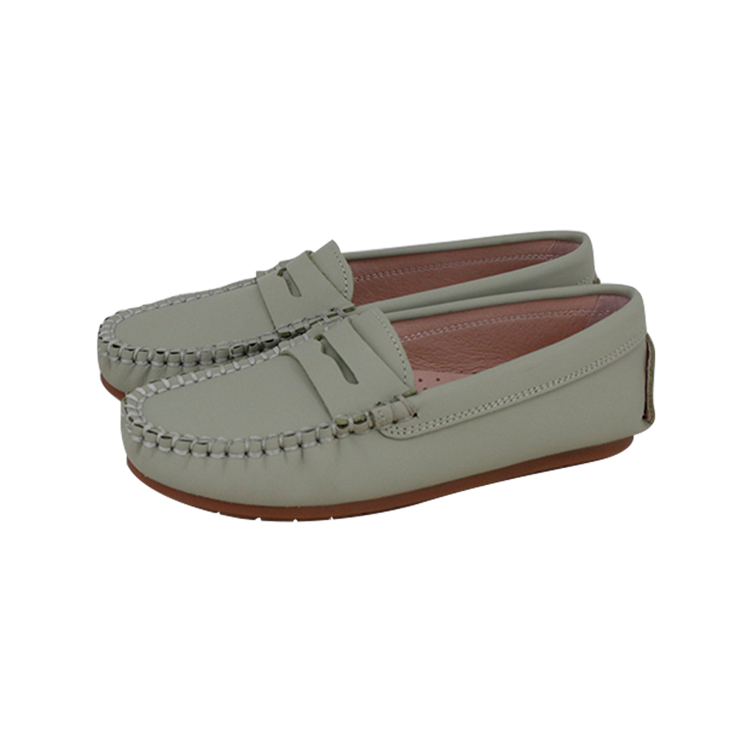Light Khaki Silky Leather Penny Loafer