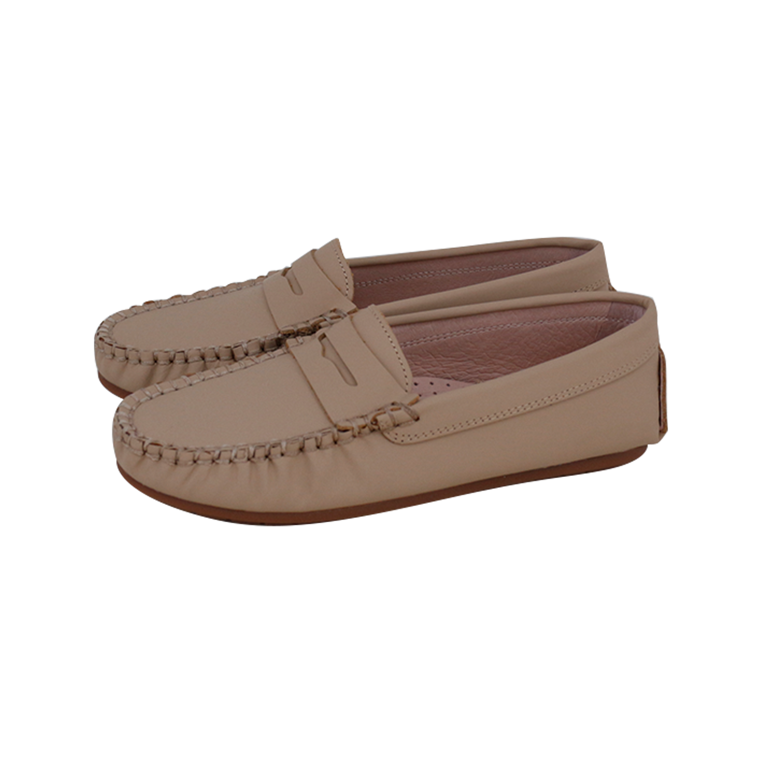 Taupe Silky Leather Penny Loafer