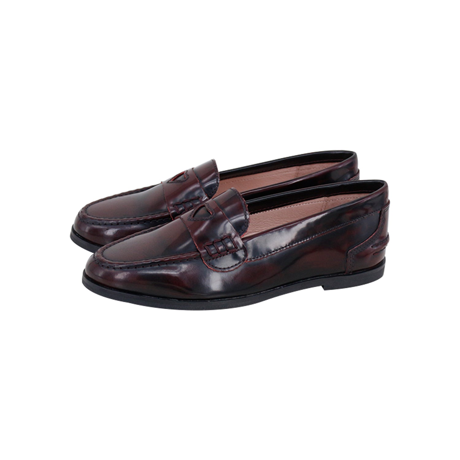 Model E2 Burgundy Shiny Hard Leather Loafer