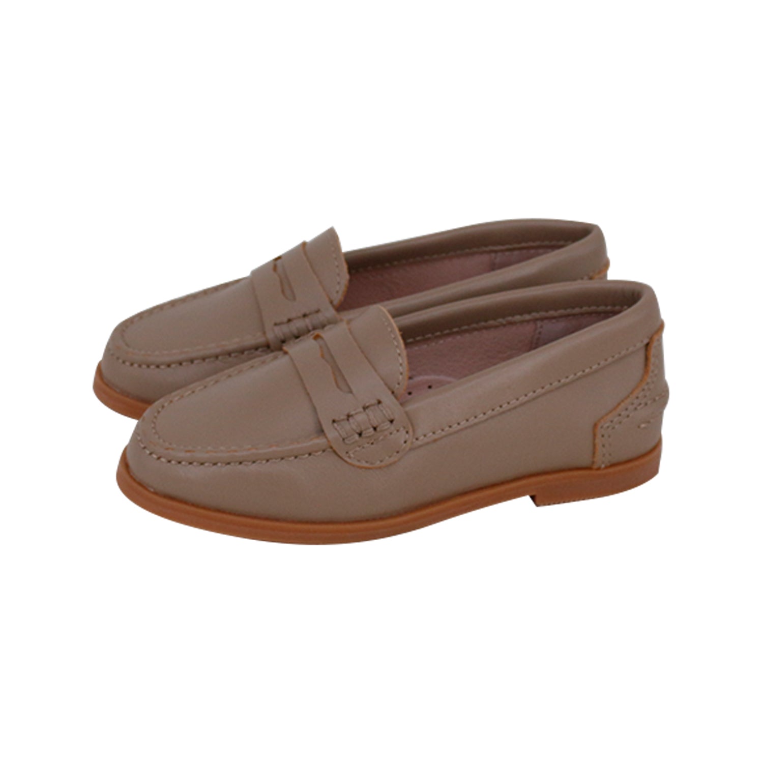 Taupe Leather hard Sole Penny Loafer