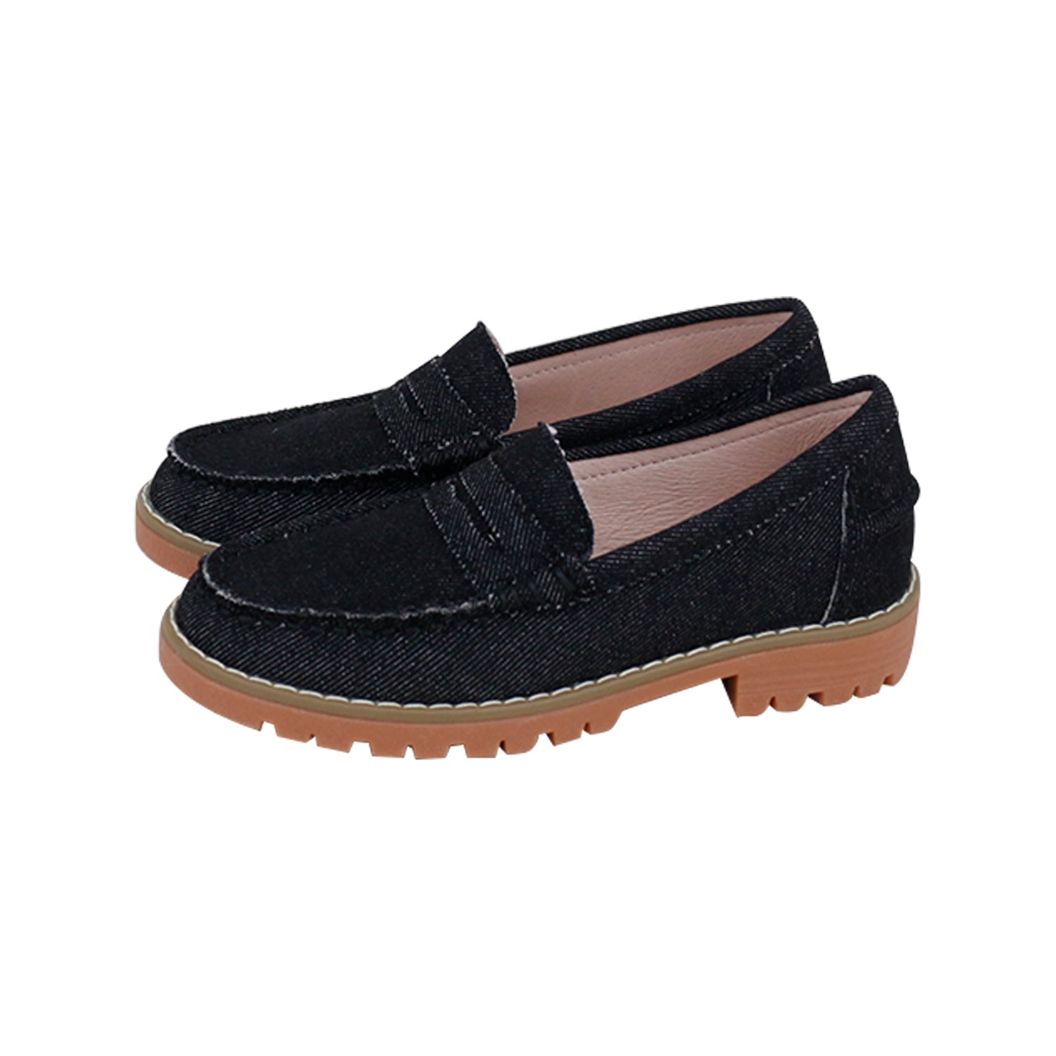 Black Denim Fabric Bulky Loafer