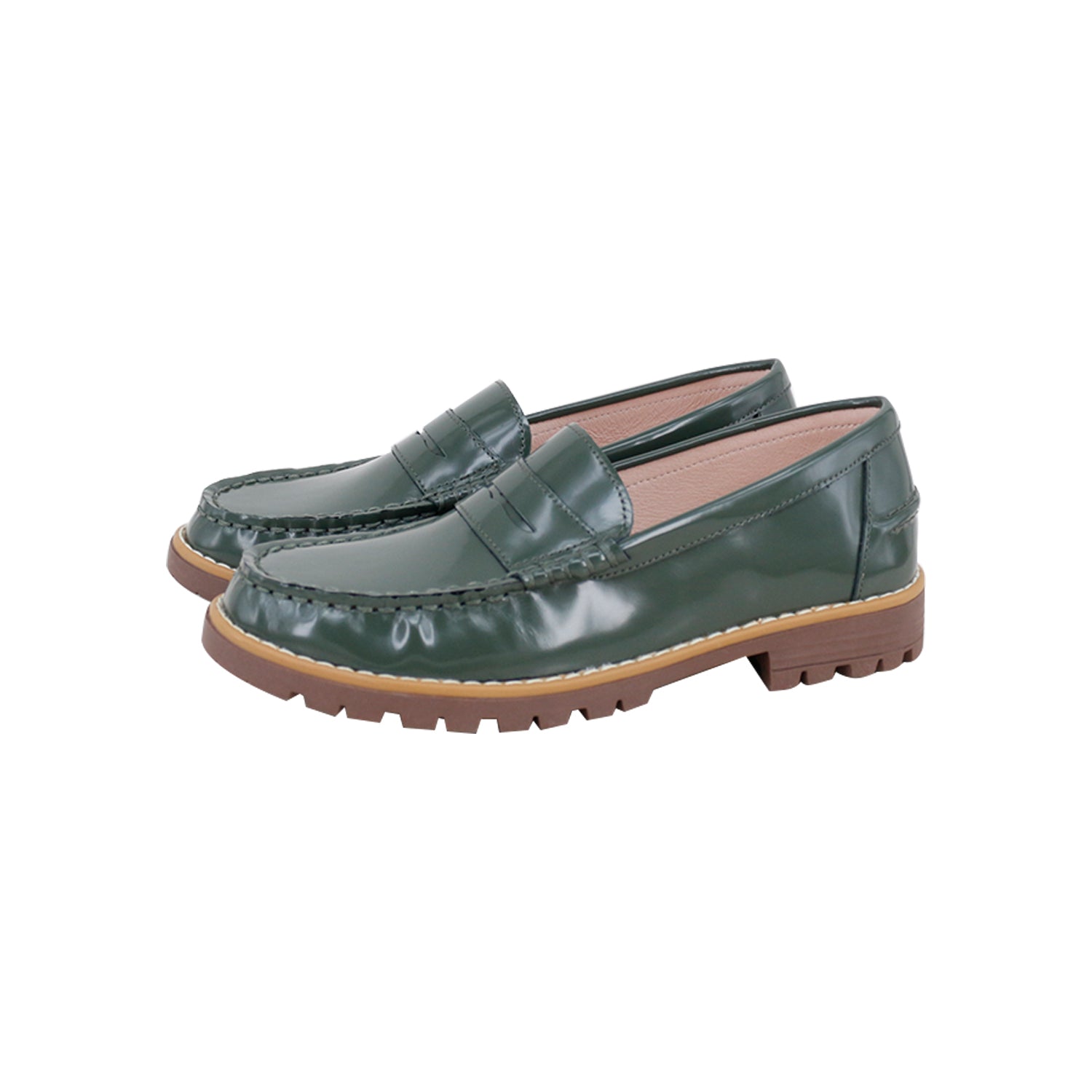 Model E3 Green Shiny Bulky Loafer