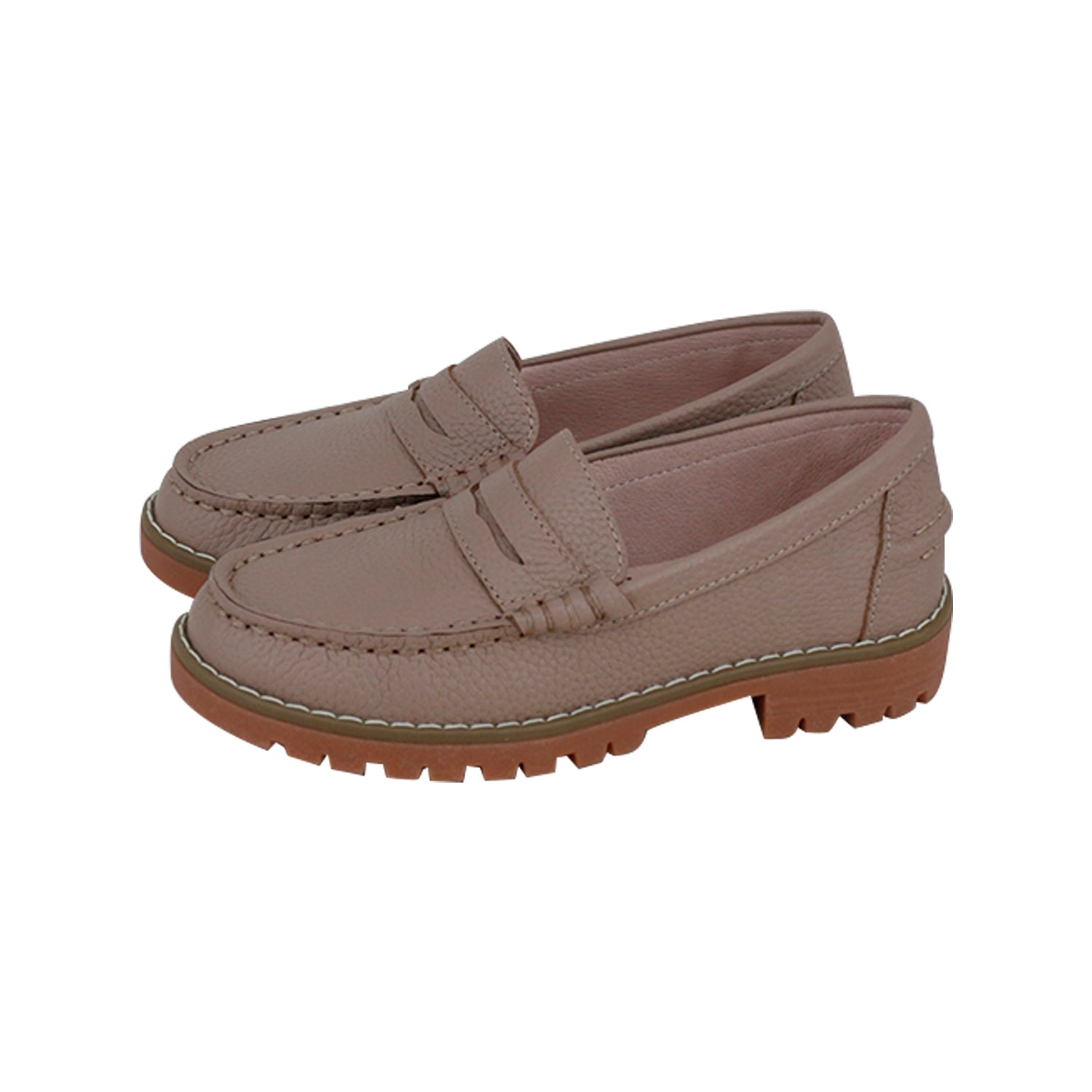 Taupe Grainy Leather Bulky Loafer