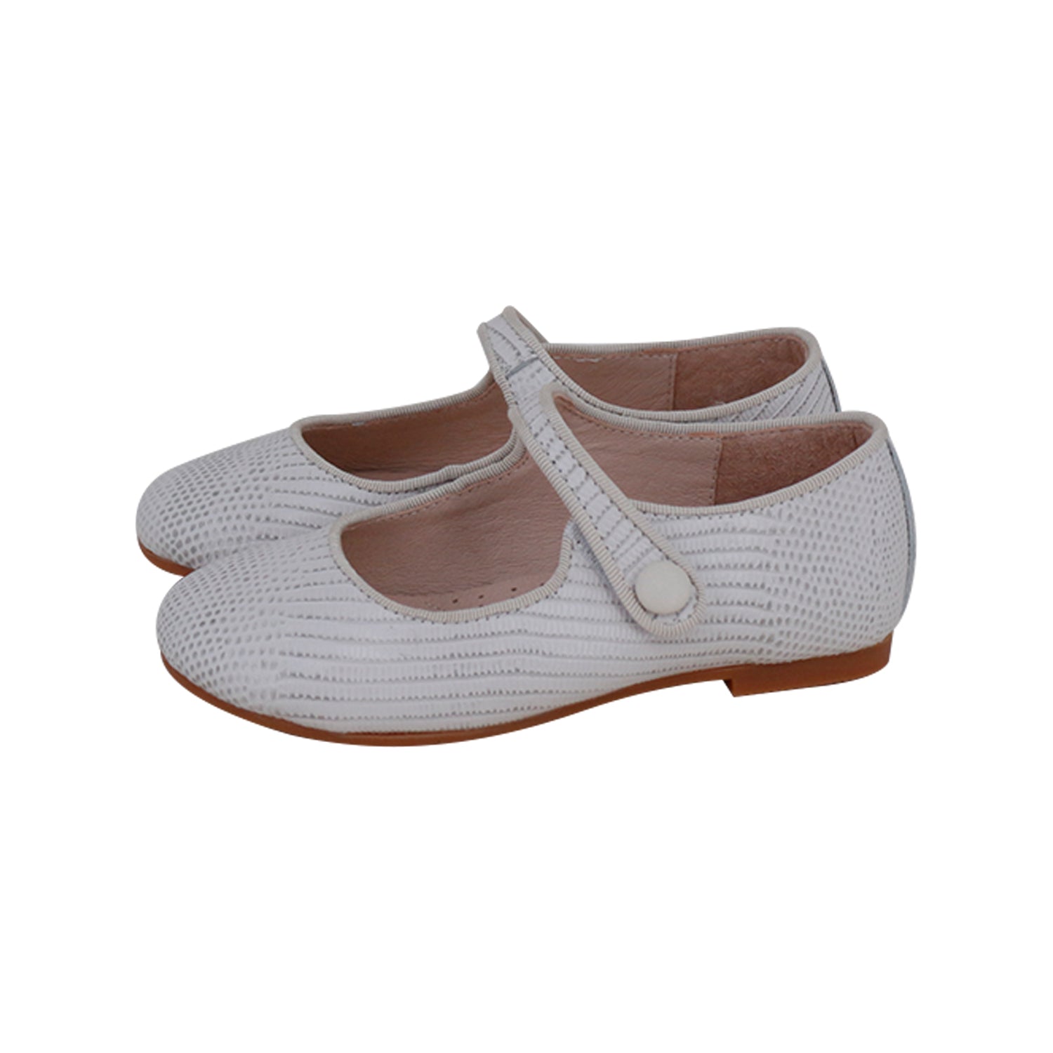 Beige Embossed Mary Jane Velcro