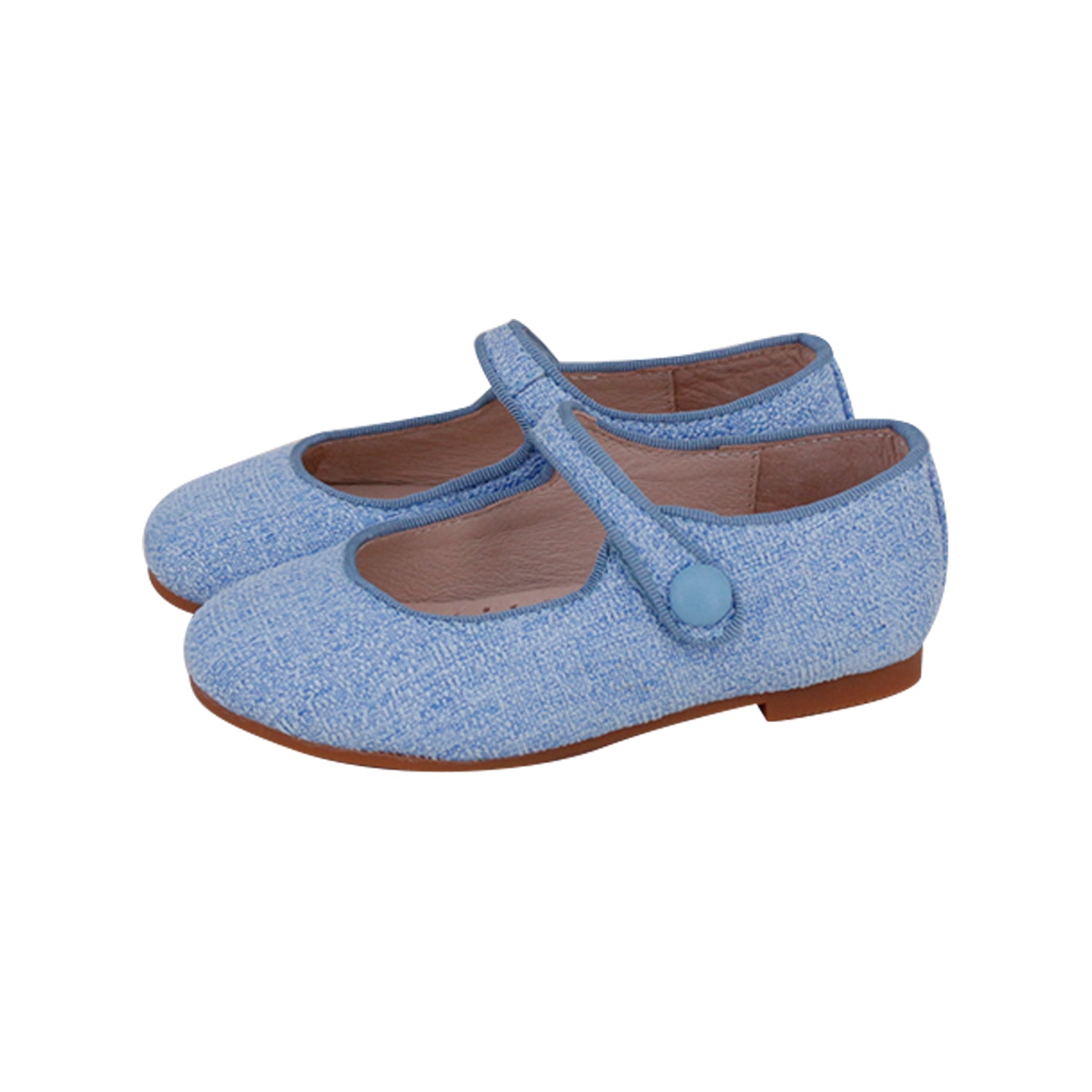 Light Blue Linen Mary Jane Velcro