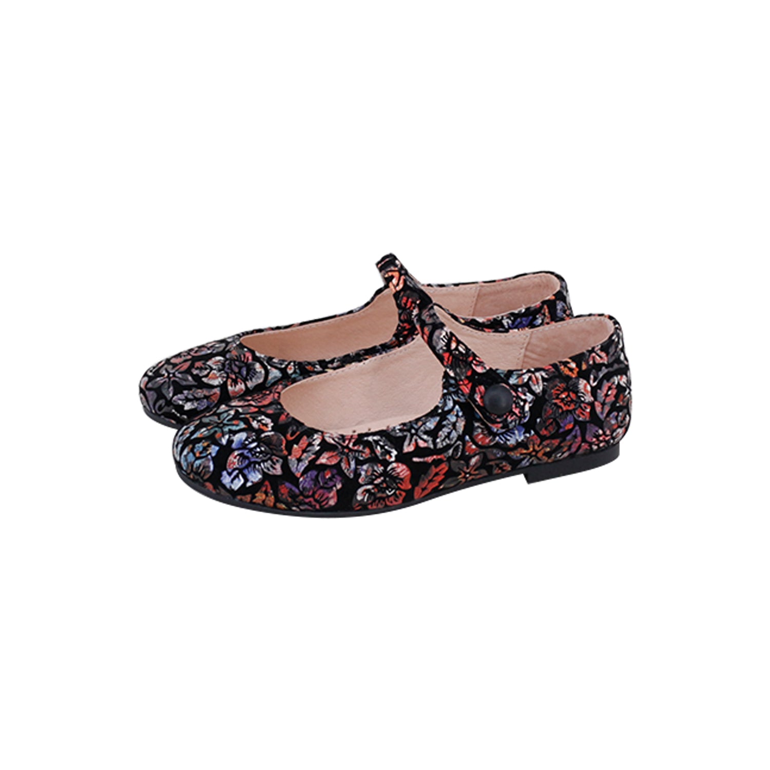 Model F2 Flower Leather Mary Jane Button
