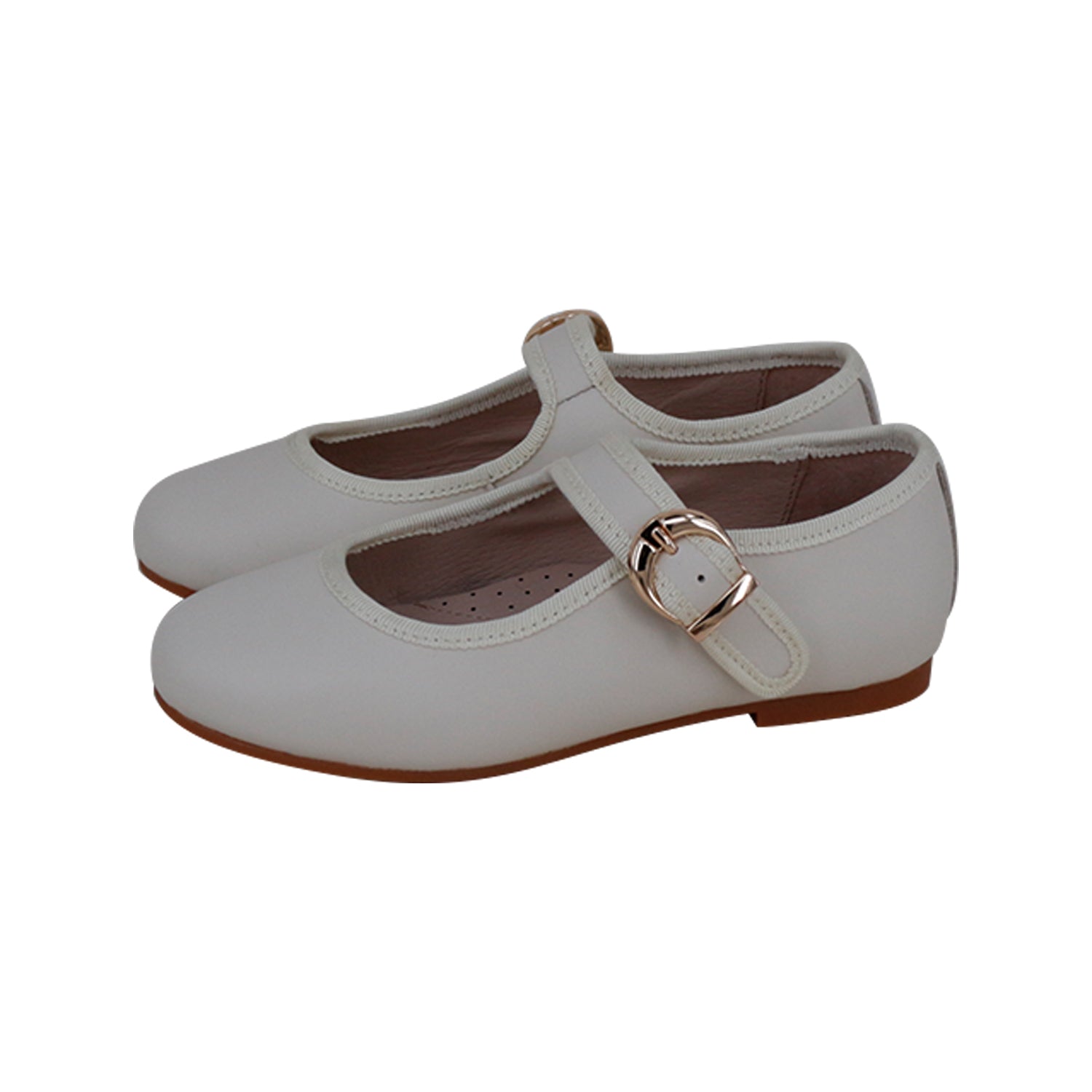 Cream Leather Buckle Mary Jane