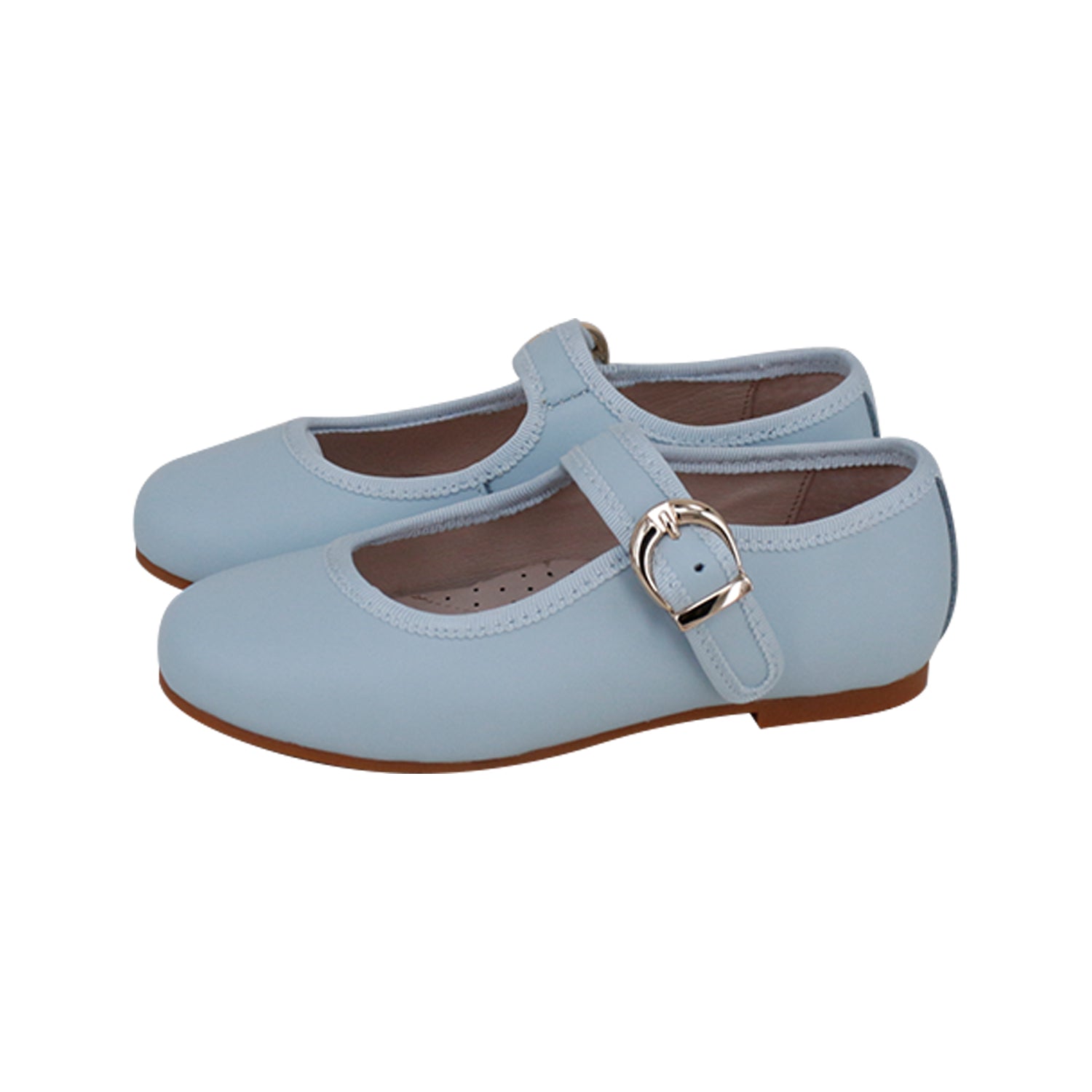 Light Blue Leather Buckle Mary Jane
