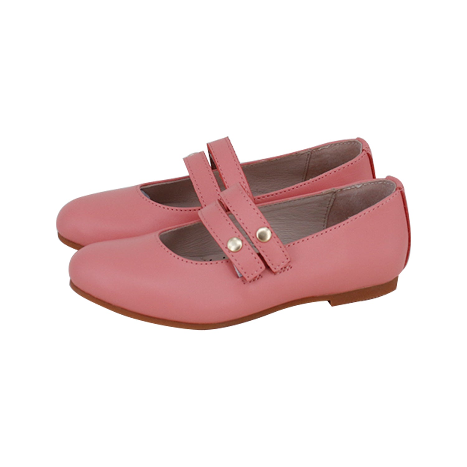 Coral Leather Double Strap Mary Jane