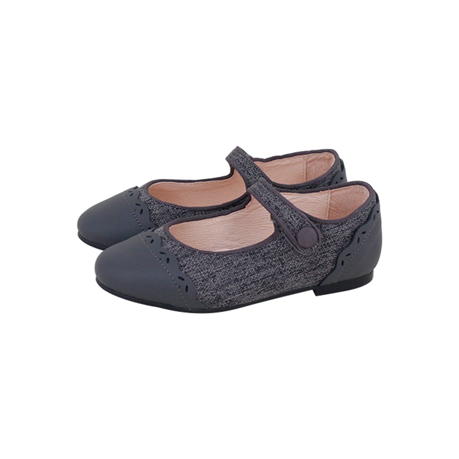 Model F5 Gray Mary Jane Leather + Wool