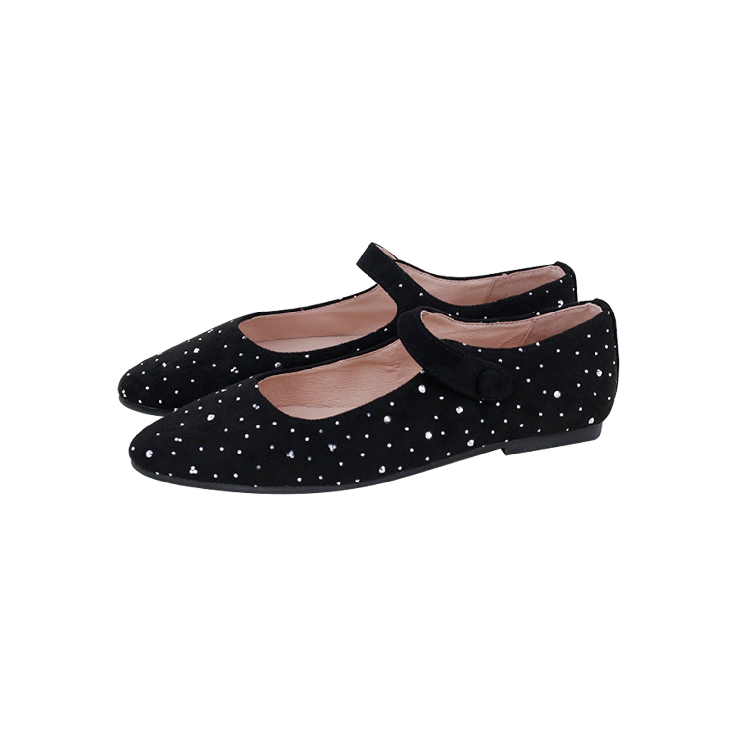 Model F7 Black Velvet With Stones  Mary Jane Point