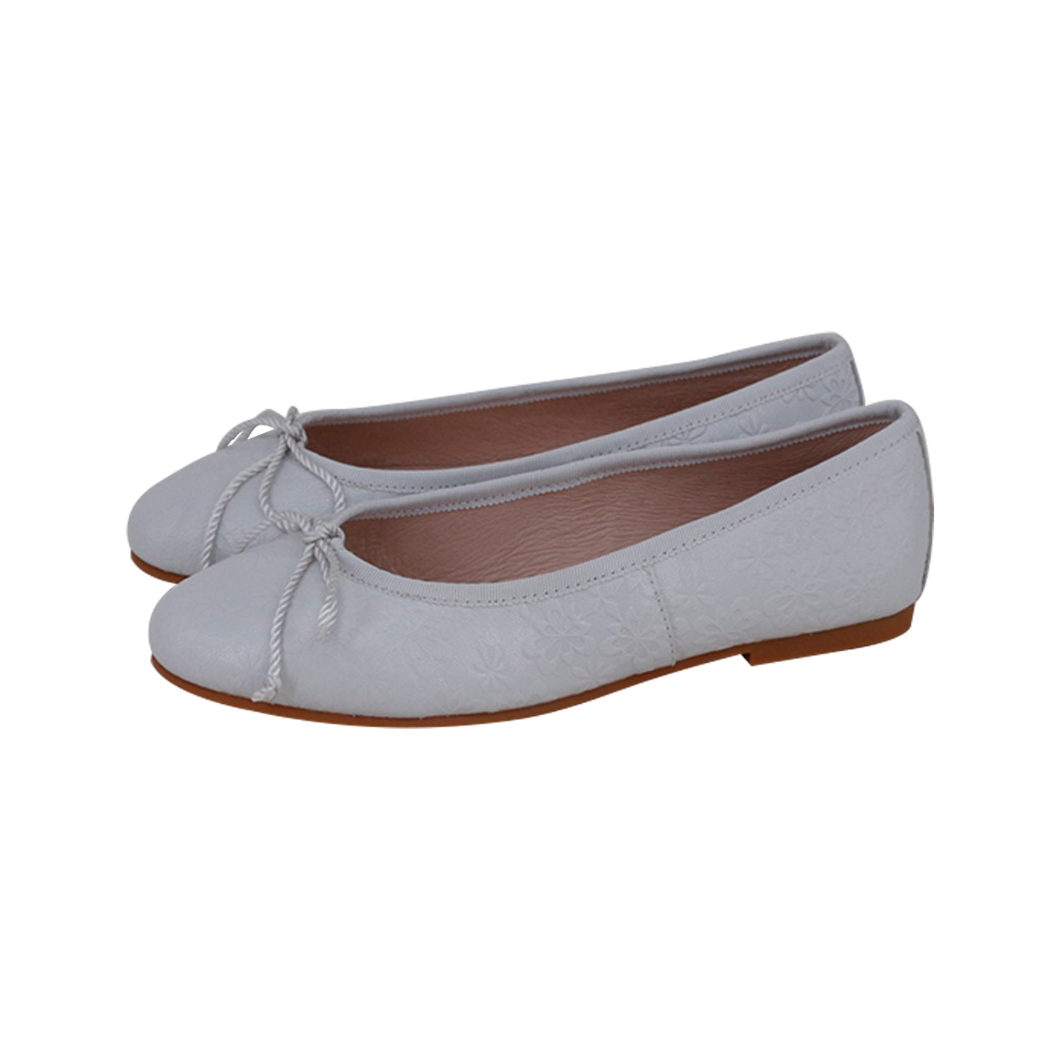 White Embossed Leather Ballet Flat