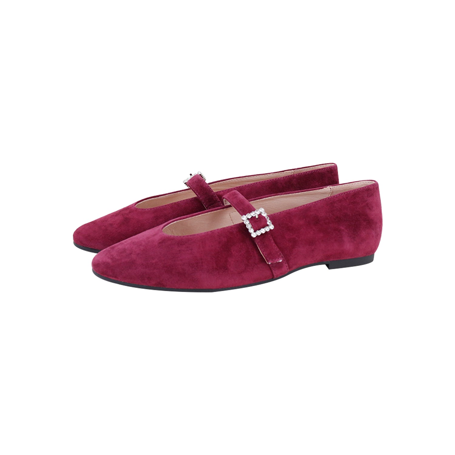 Model L1 Burgundy Goat Suede Rhinestone Buckle