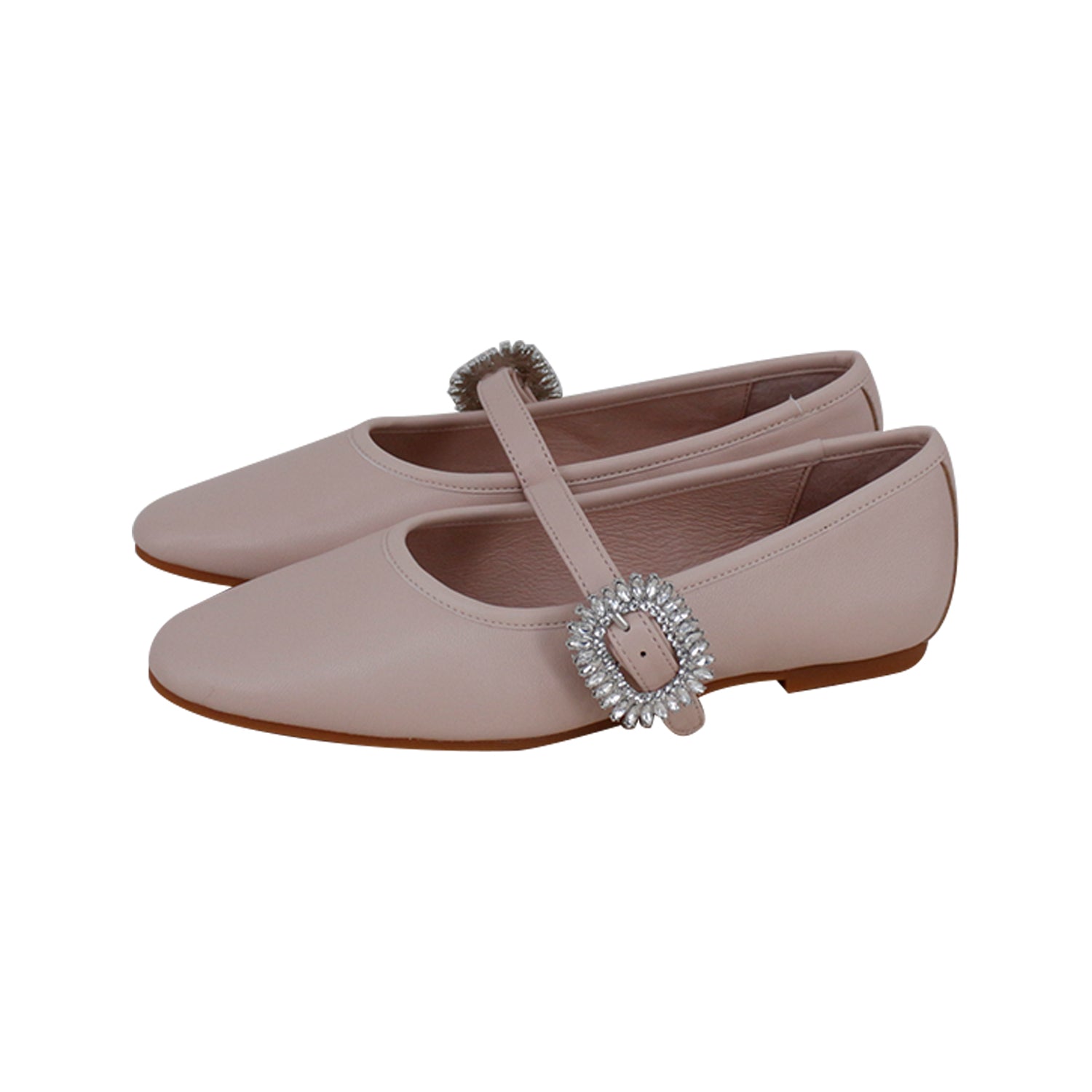 Light Pink Goat Leather Leather Rhinestone Buckle