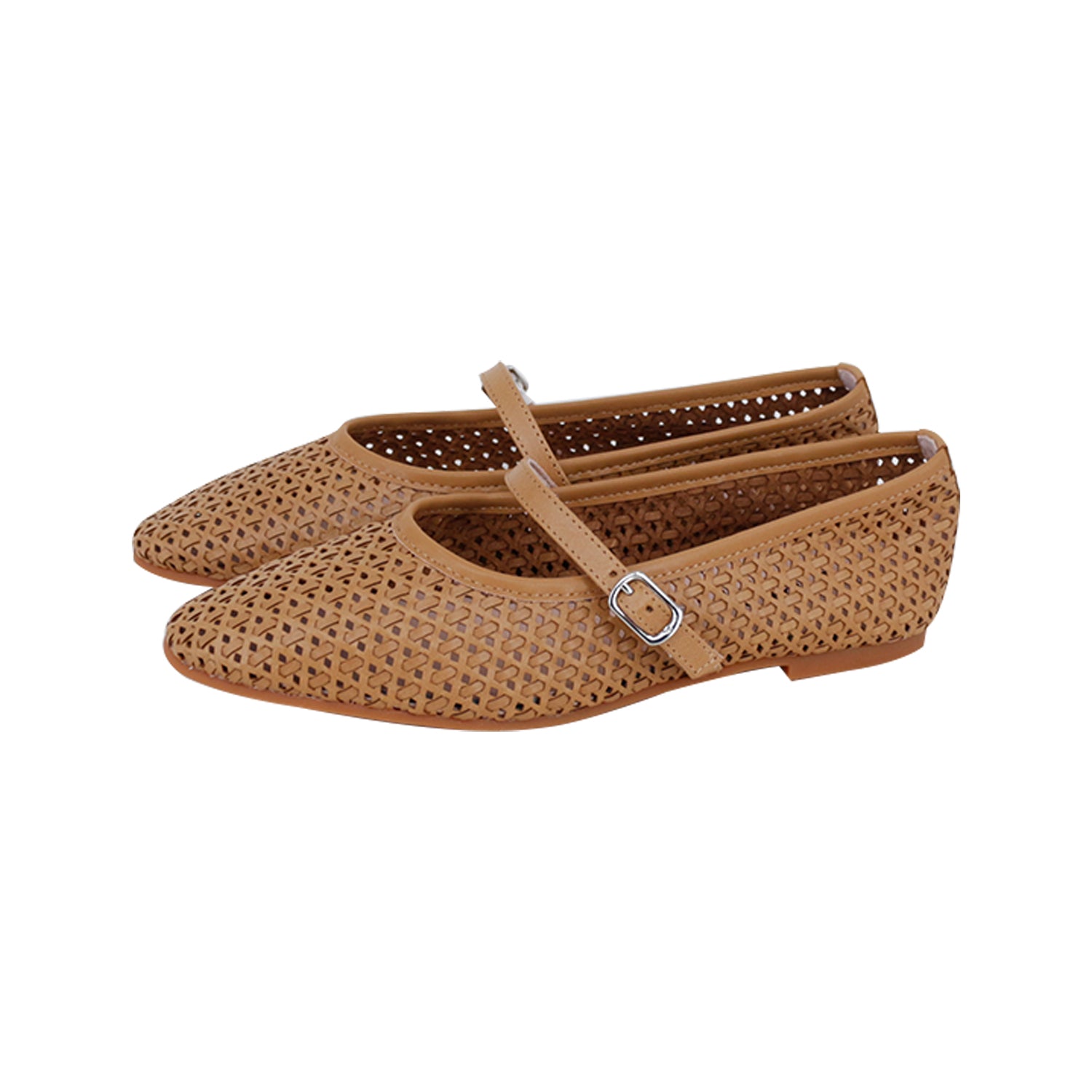 Brown Basket-woven Leather Buckle Strap