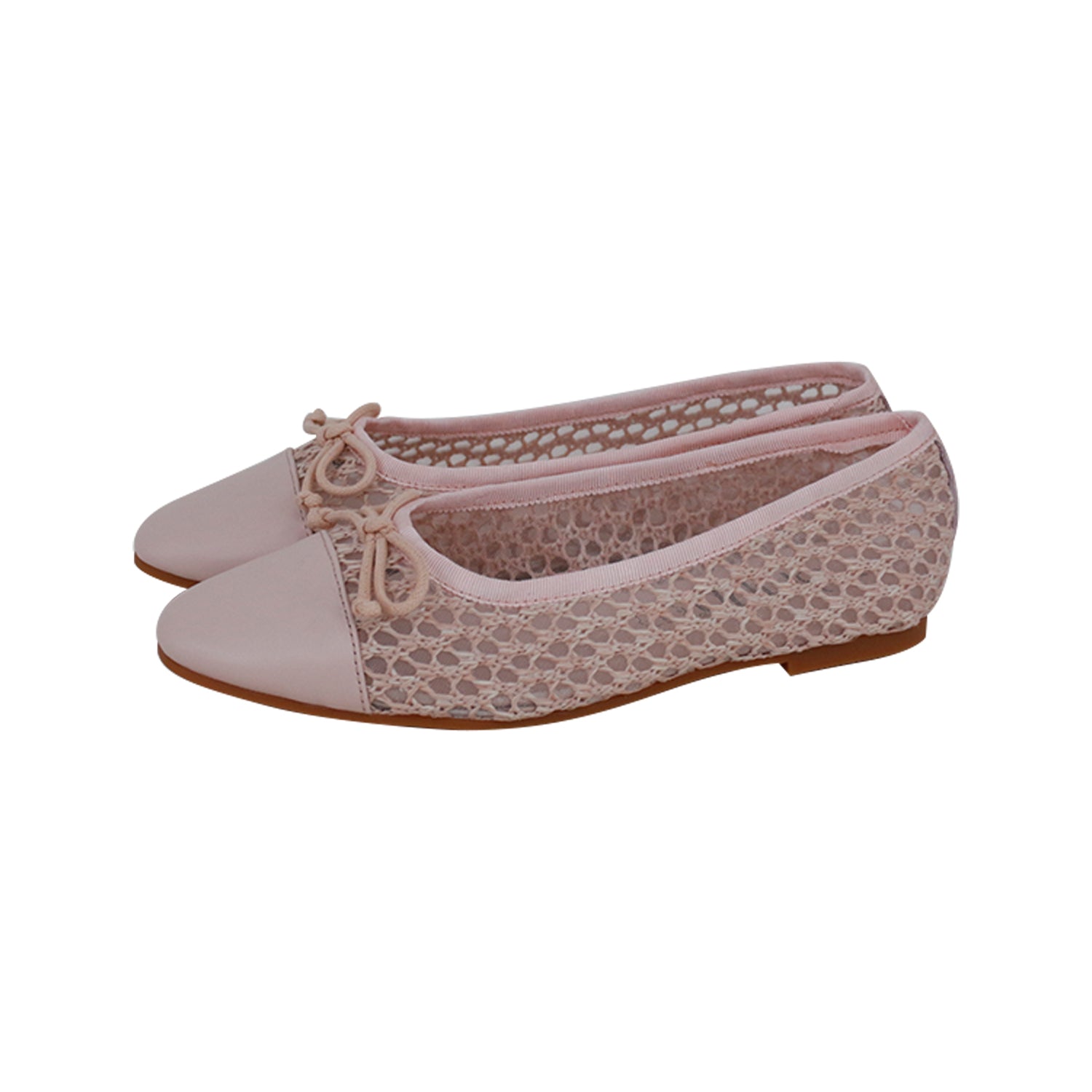 Light Pink + Raffia Round Front Flat