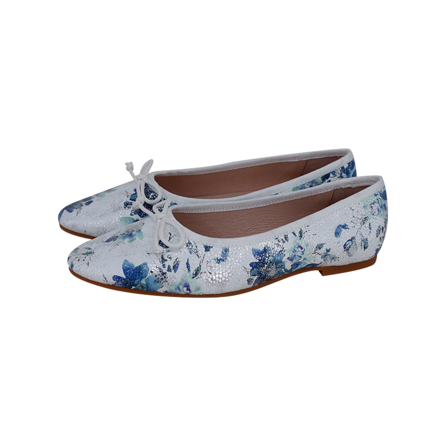 Flower Leather Round Front Flat