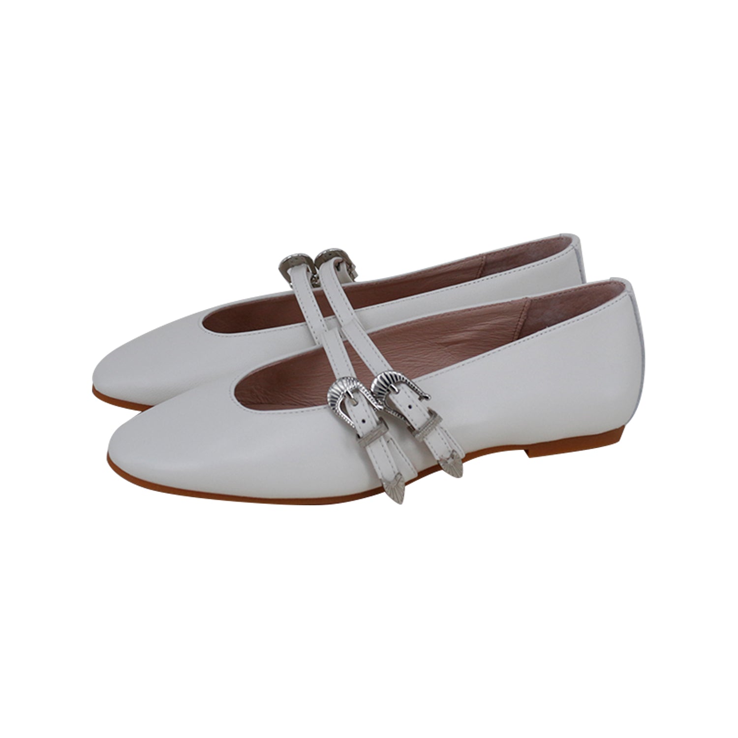 Cream Goat Leather Double Buckle